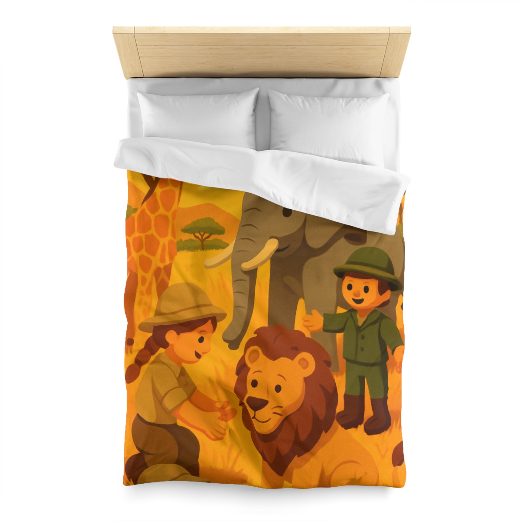 Safari Coloré pour Enfants avec Animaux Amicaux dans la Savane Dorée et Ensoleillée