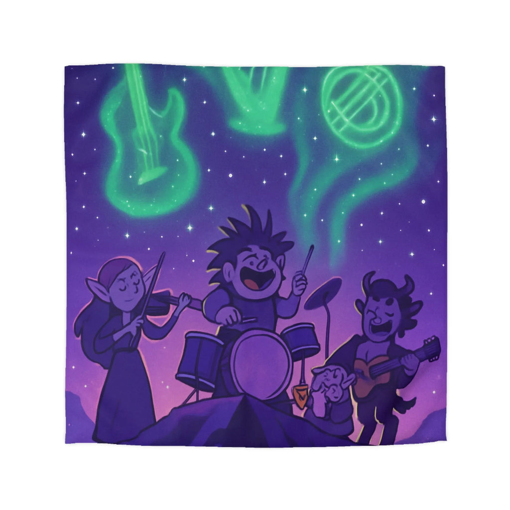 Housse de couette féerique avec scène musicale magique sous ciel étoilé enchanteur