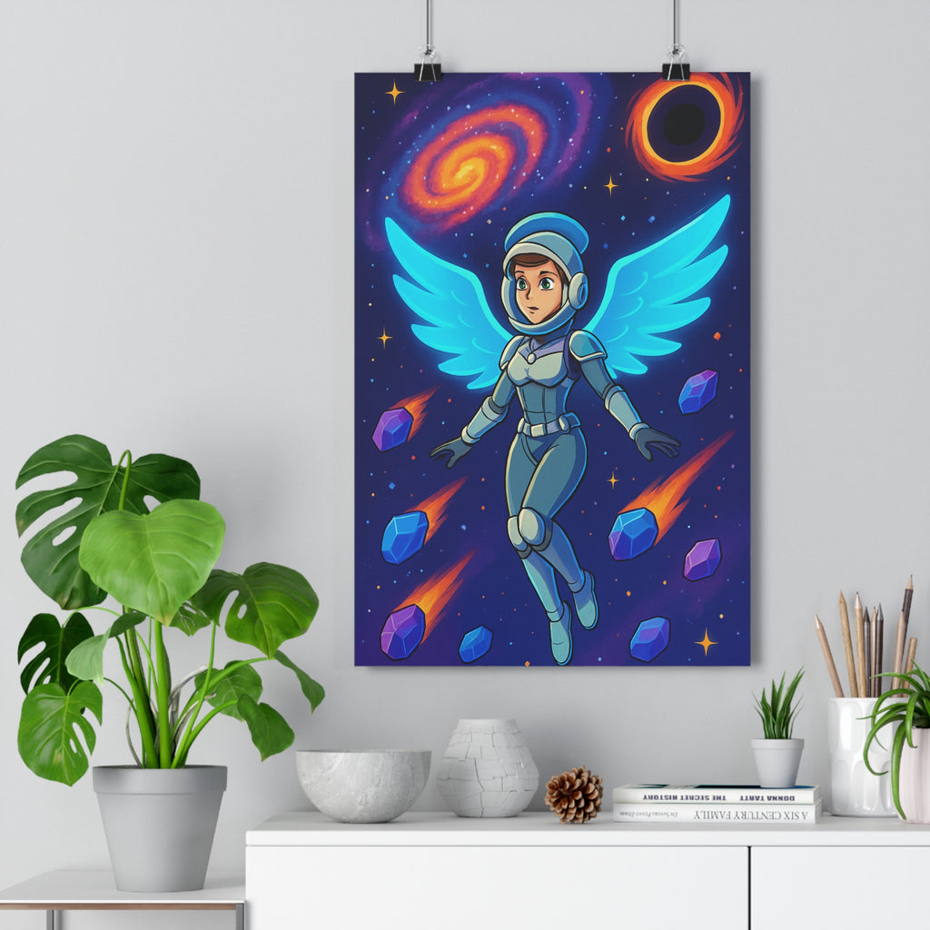 Poster décoratif anime mystique bleu violet galaxie aventure salon chambre futuriste étoilé féminin lumineux