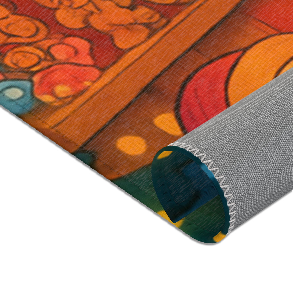 Tapis Illustratif de Noël : Scène de Marché Féerique pour Ambiance Féérique Unique