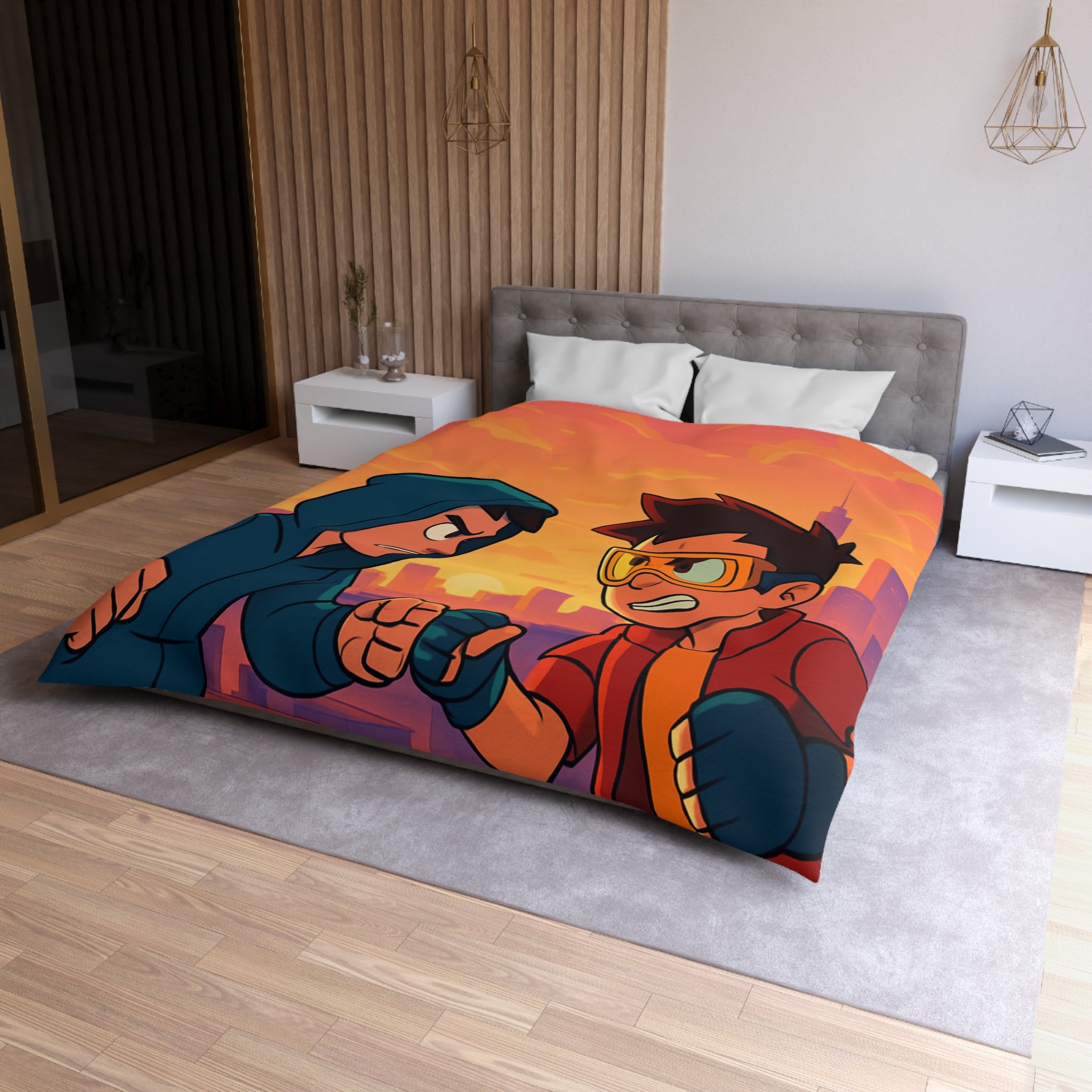 Housse de Couette Microfibre Design Artistique Moderne Décoration Chambre Confort Premium