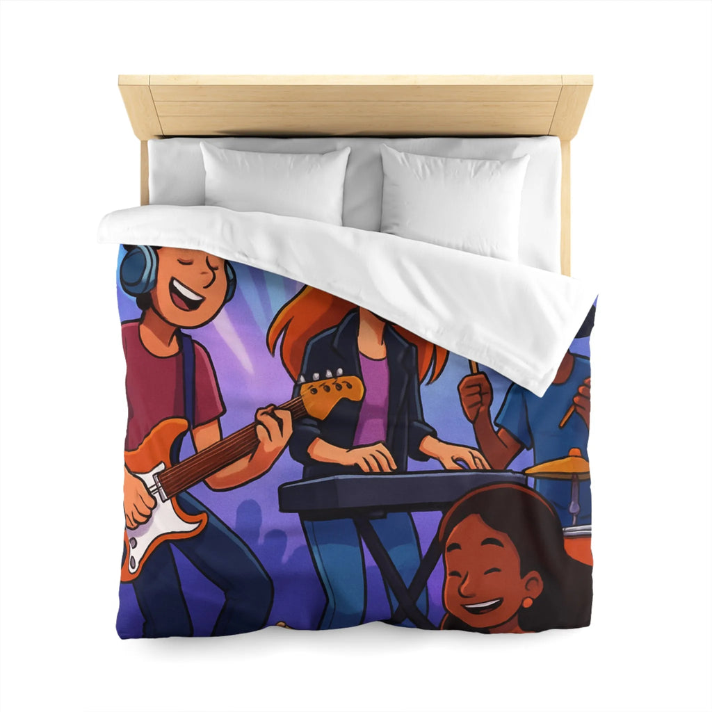 Ensemble musical animé pour housse de couette colorée et dynamique pour jeunes musiciens