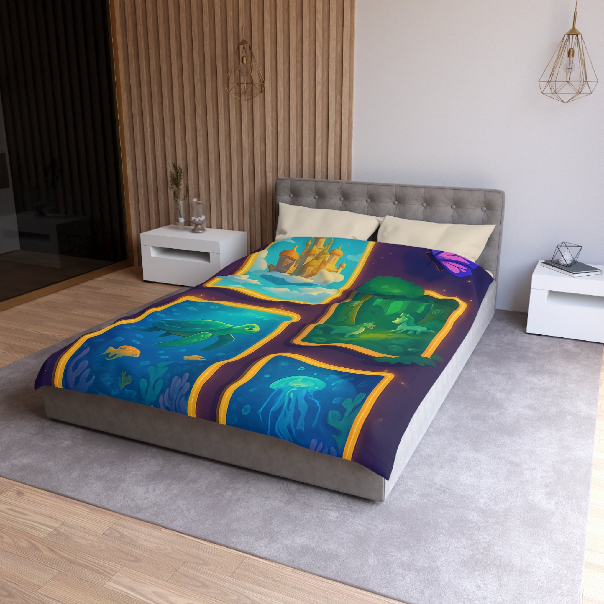 Housse de Couette Microfibre Design Artistique Moderne Décoration Chambre Confort Premium