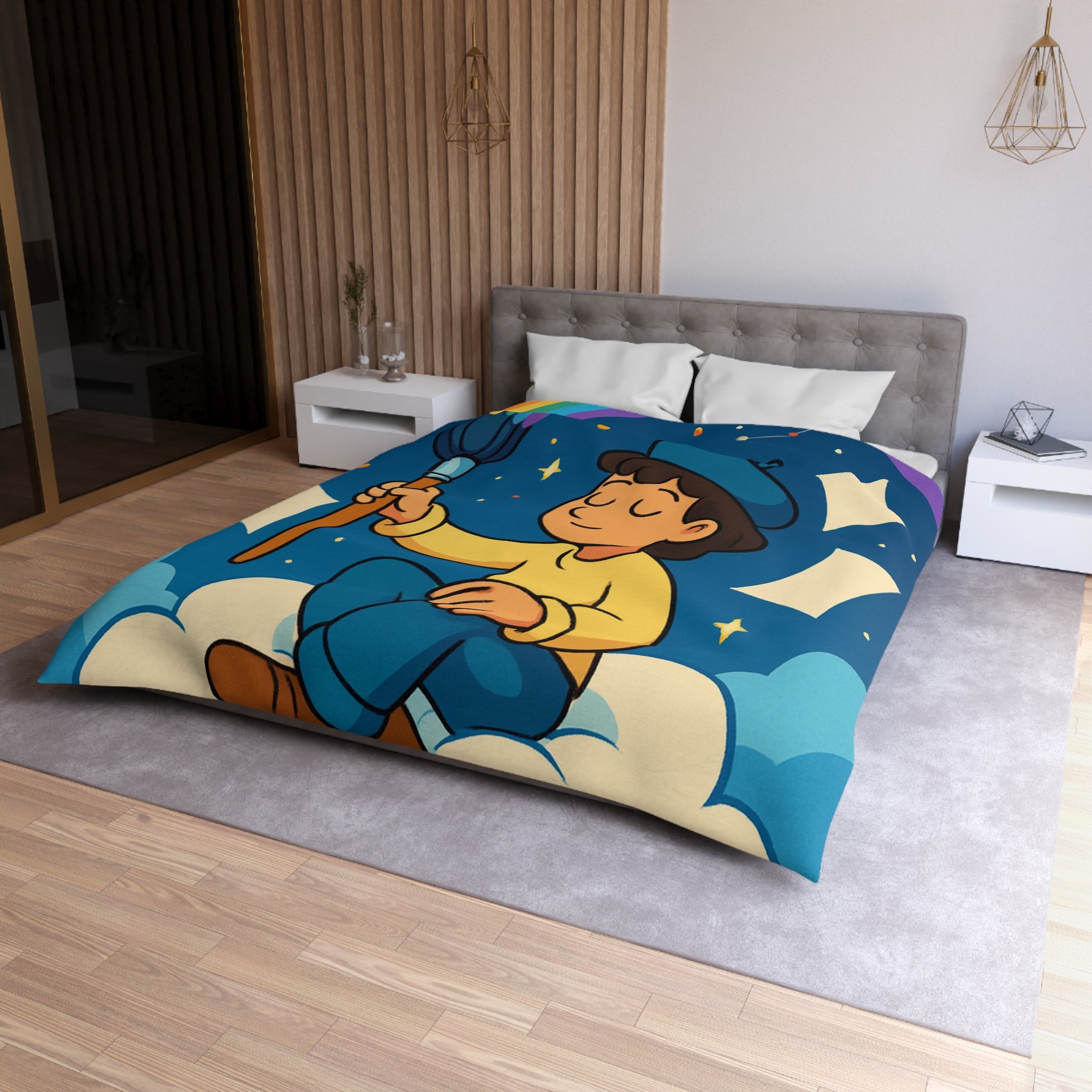 Housse de Couette Microfibre Illustration Unique Design Moderne Décoration Intérieure Raffinée