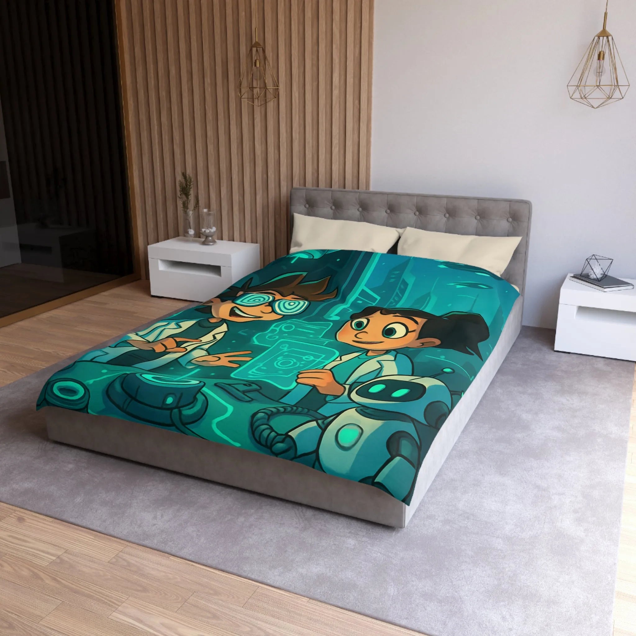 Housse de Couette Microfibre Art Graphique Contemporain Style Décoratif Chambre Tendance