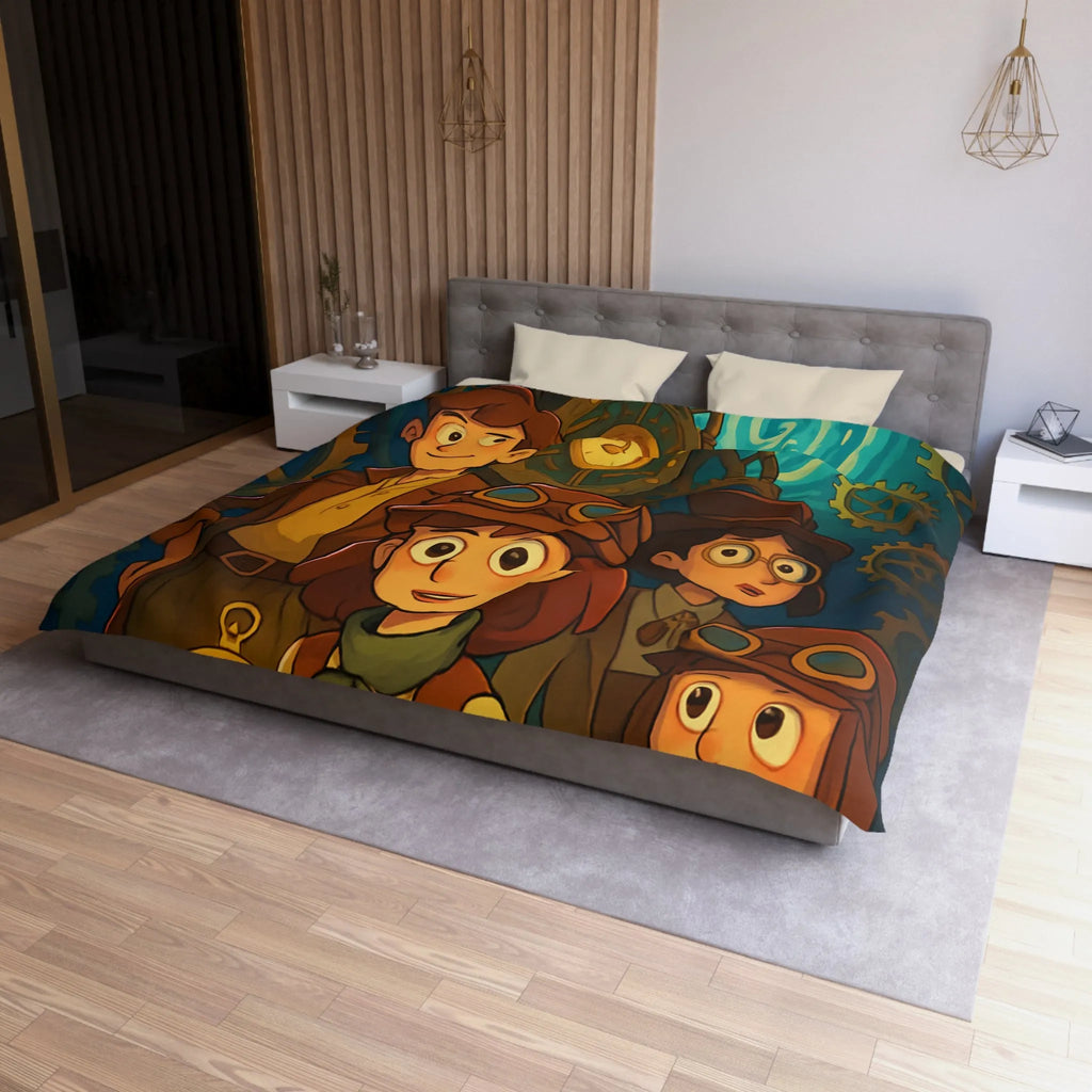 Housse de Couette Enfant Steampunk Aventure Horlogerie avec Spirale Temporelle Mystérieuse