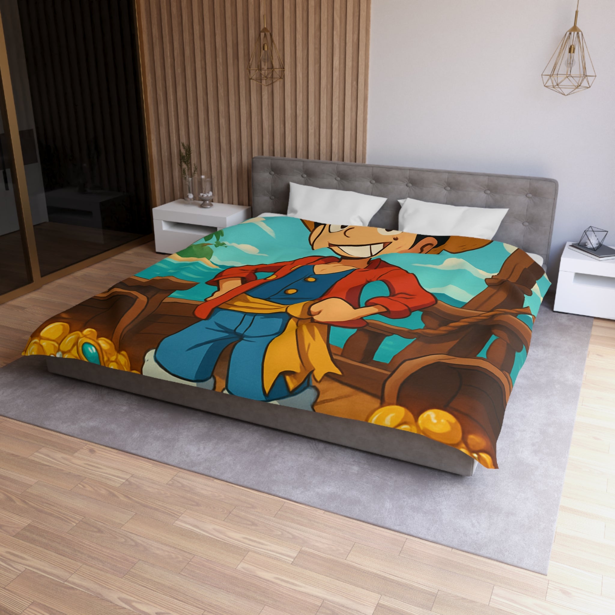 Housse de Couette Microfibre Motif Créatif Original Style Contemporain Chambre Élégante