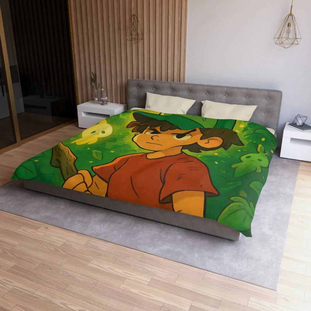 Housse de Couette Forêt Enchantée Enfant avec Créatures Lumineuses et Thème Aventure