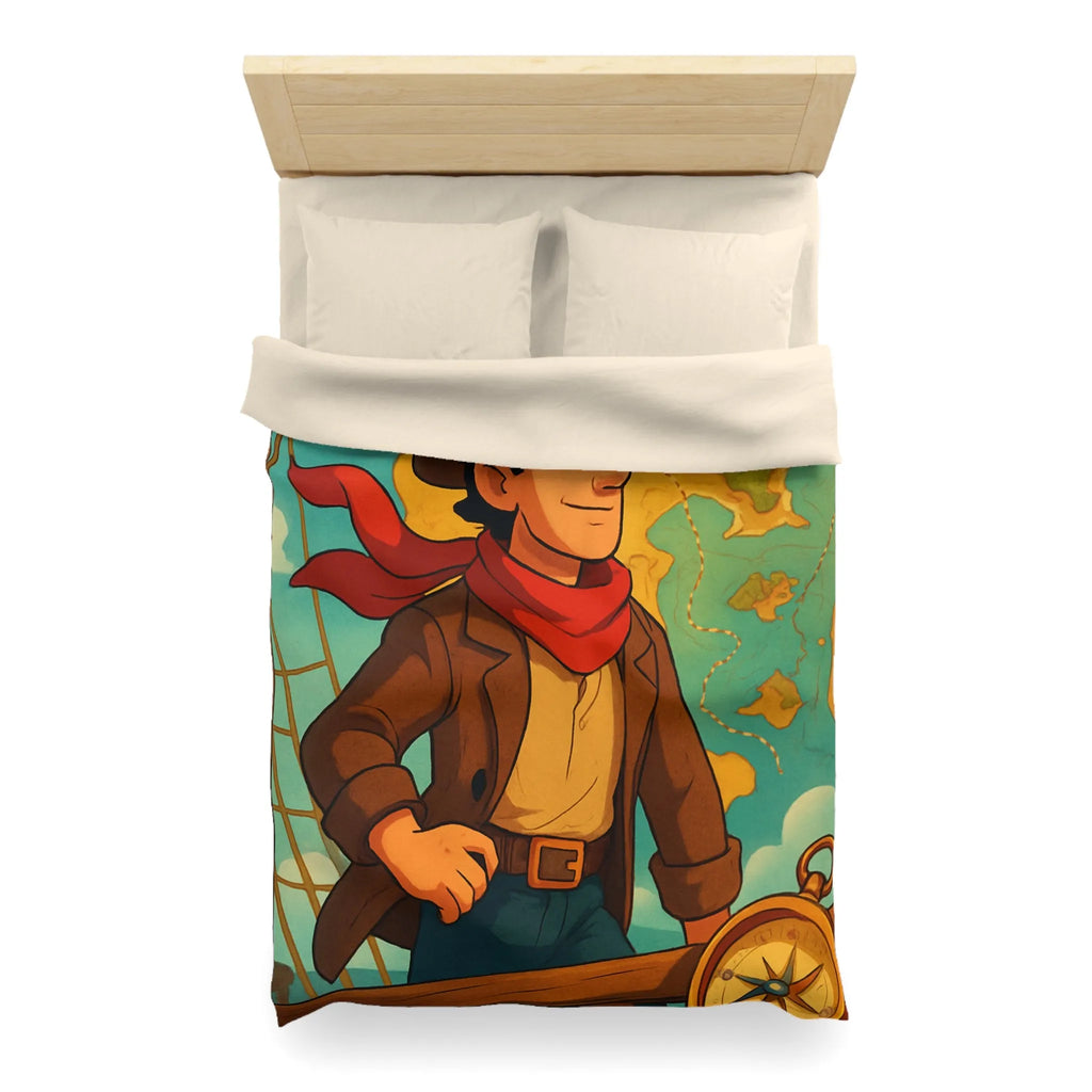 Aventure en Haute Mer avec Explorateur et Carte au Trésor, Housse de Couette Unique
