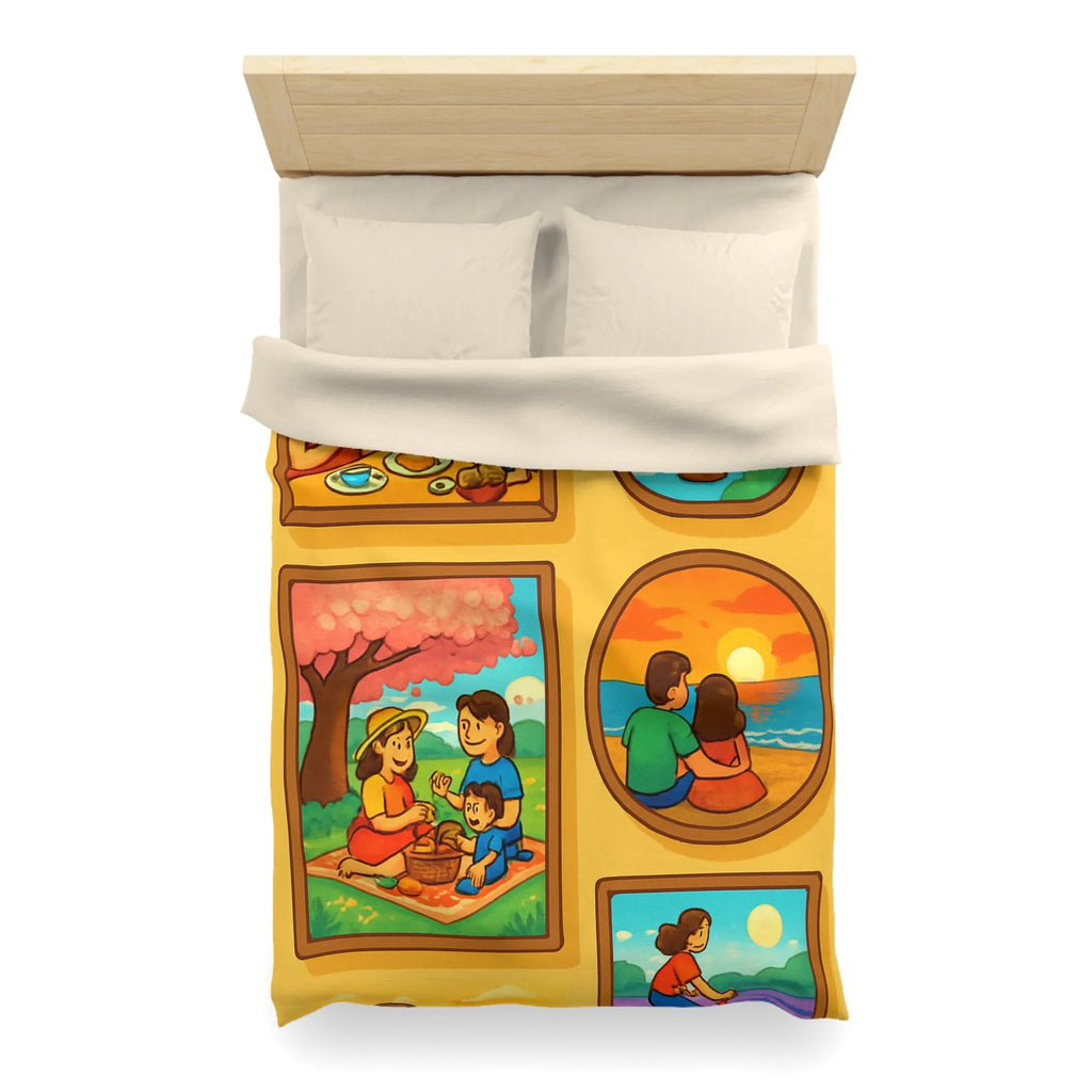 Housse de couette imprimée scènes chaleureuses de famille pour chambre à coucher confortable