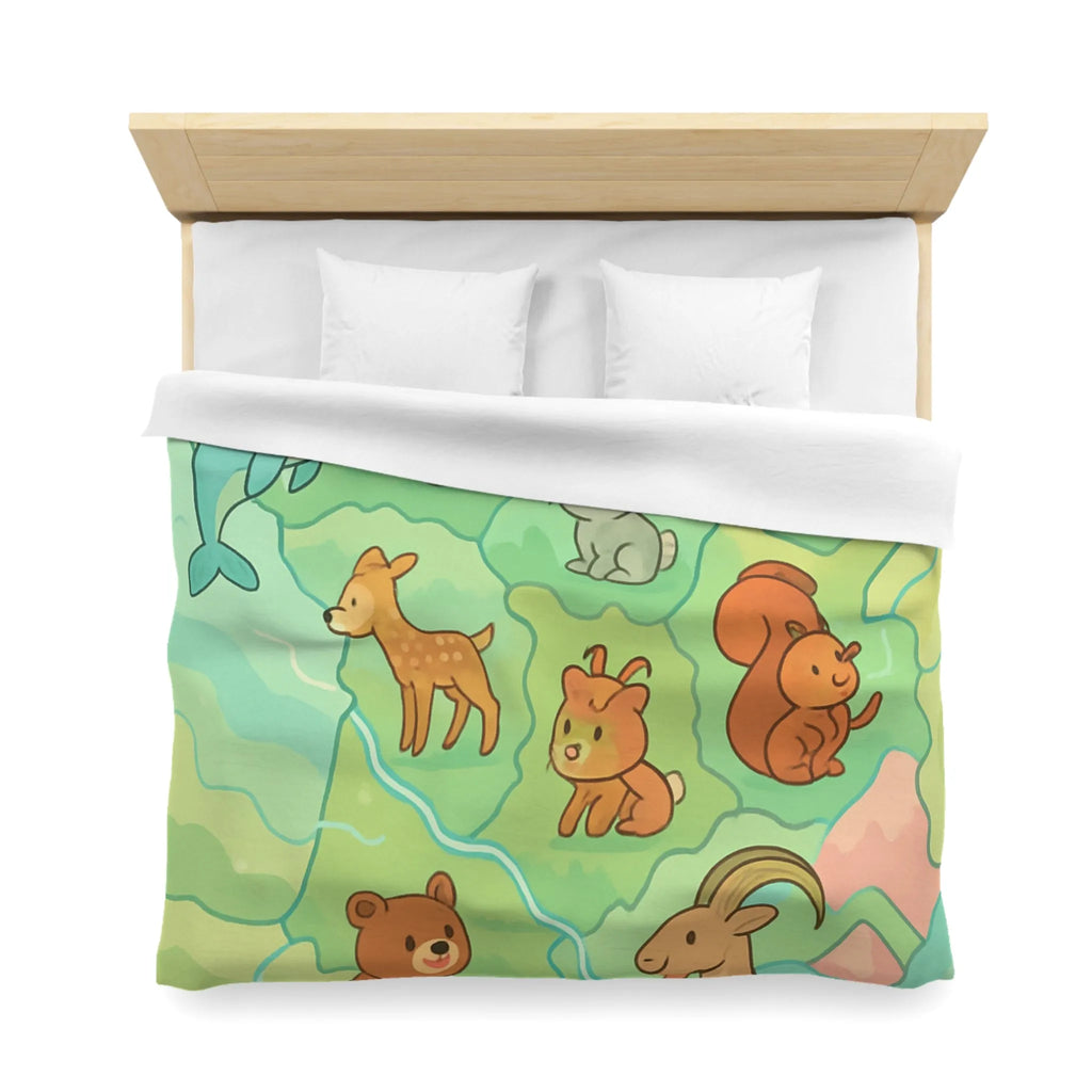 Housse de Couette Animaux de la Forêt et Mer, Design Enfantin Amusant et Coloré