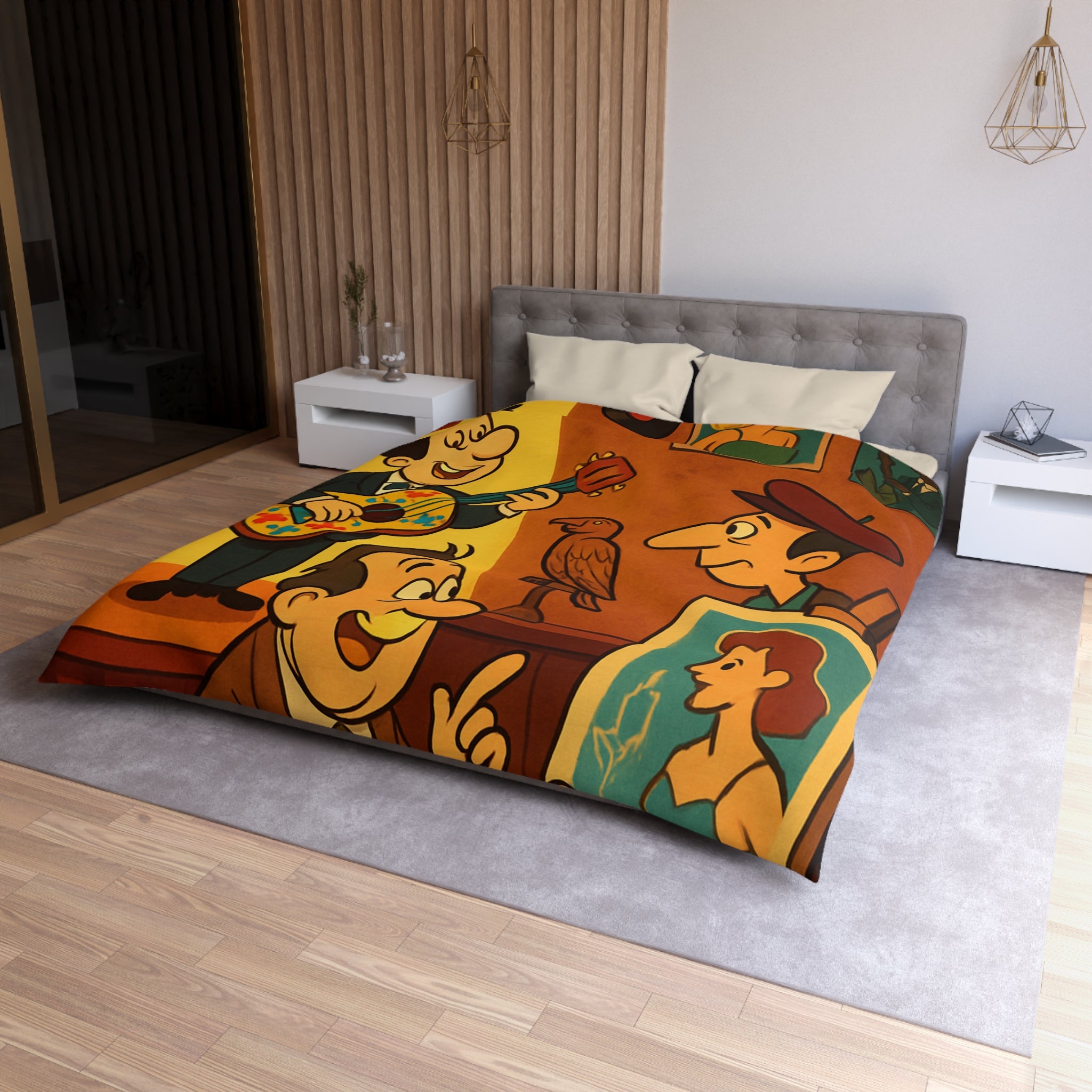 Housse de Couette Microfibre Illustration Unique Design Moderne Décoration Intérieure Raffinée