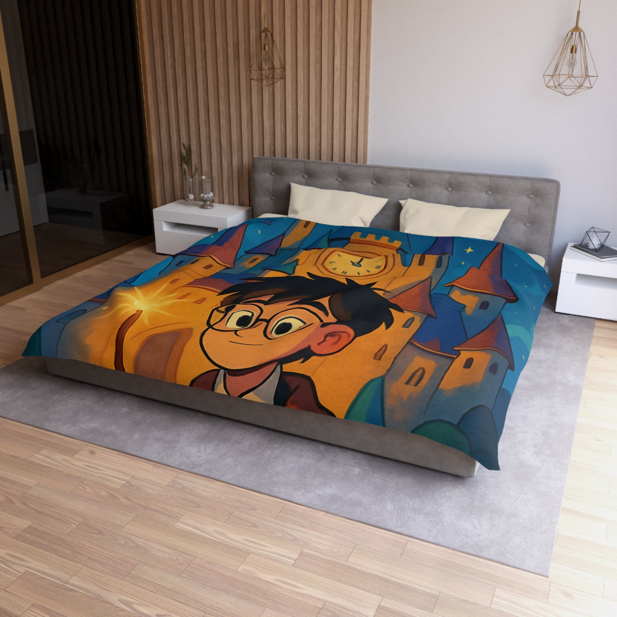 Housse de Couette Microfibre Motif Créatif Original Style Contemporain Chambre Élégante