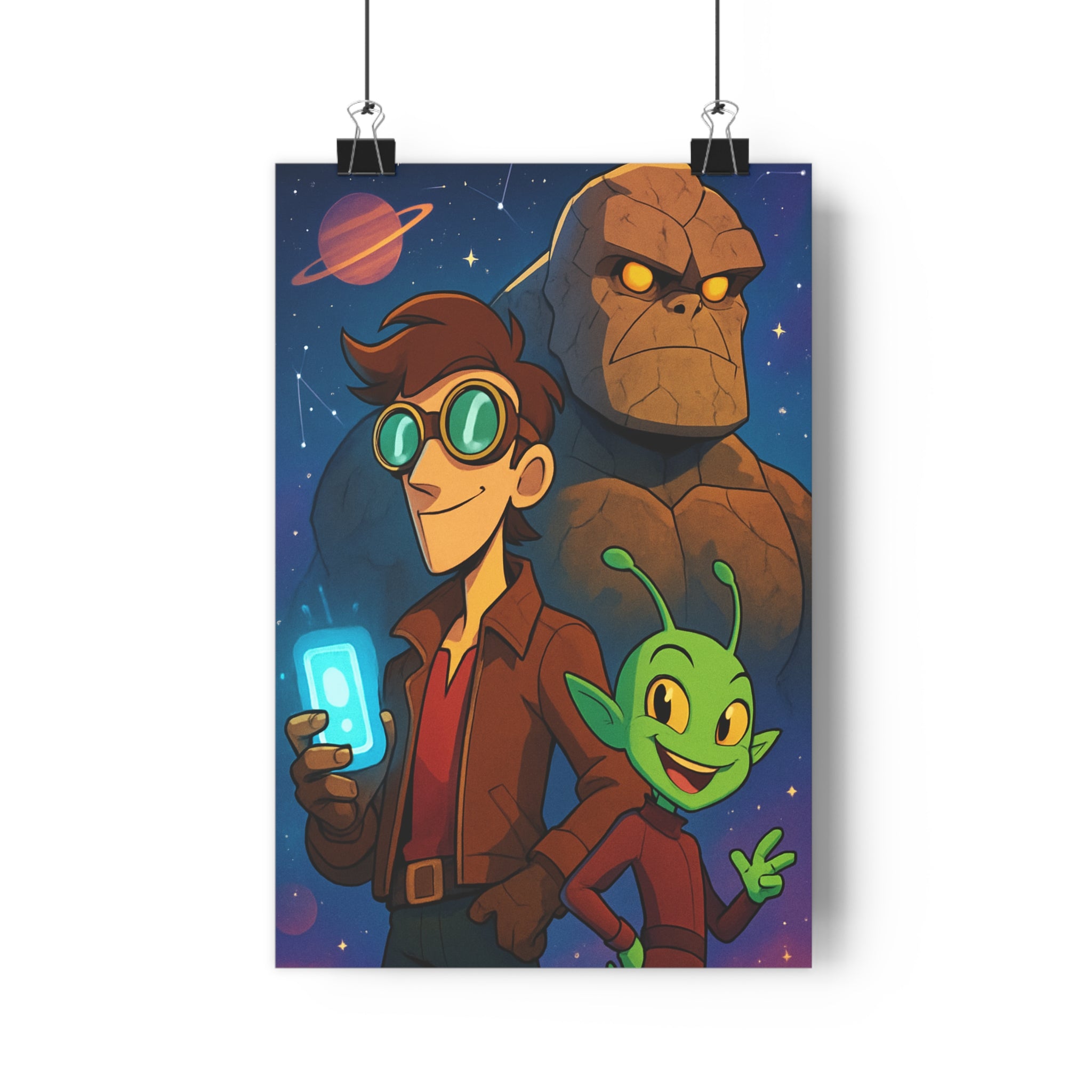 Poster décoratif futuriste vert lumineux extraterrestre aventure espace coloré salon moderne chambre constellation qualité