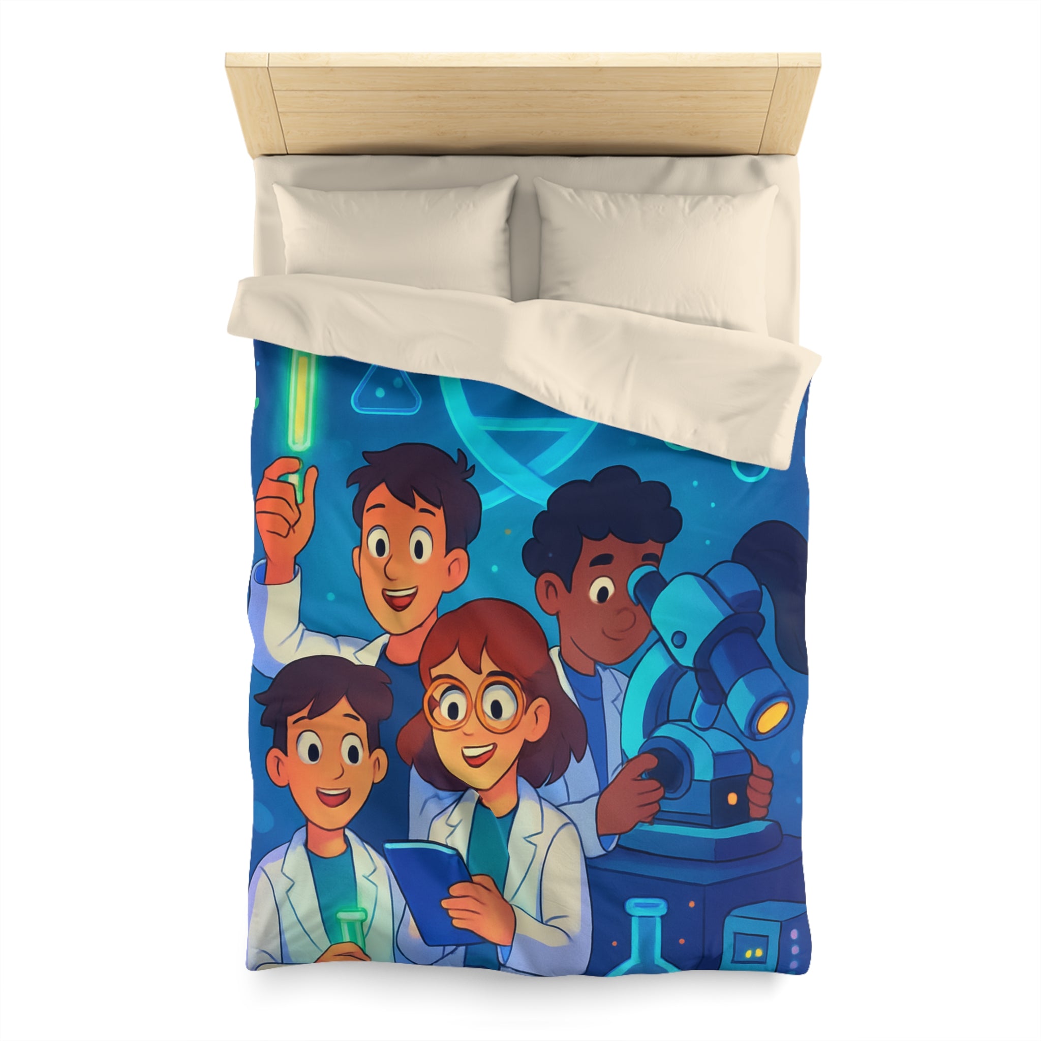 Housse de couette science fun pour enfants avec motifs ADN et chimie amusante