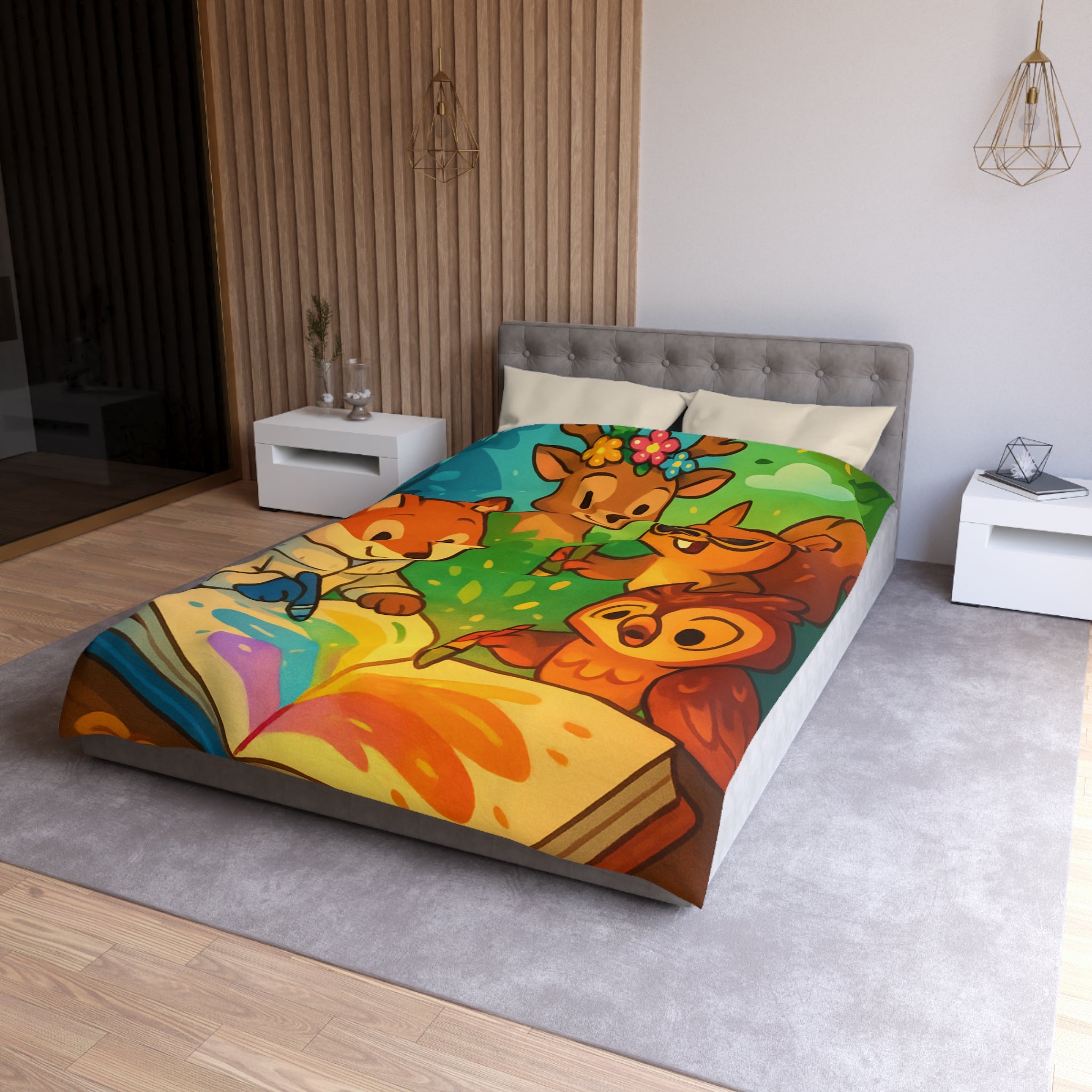 Housse de Couette Microfibre Illustration Unique Design Moderne Décoration Intérieure Raffinée