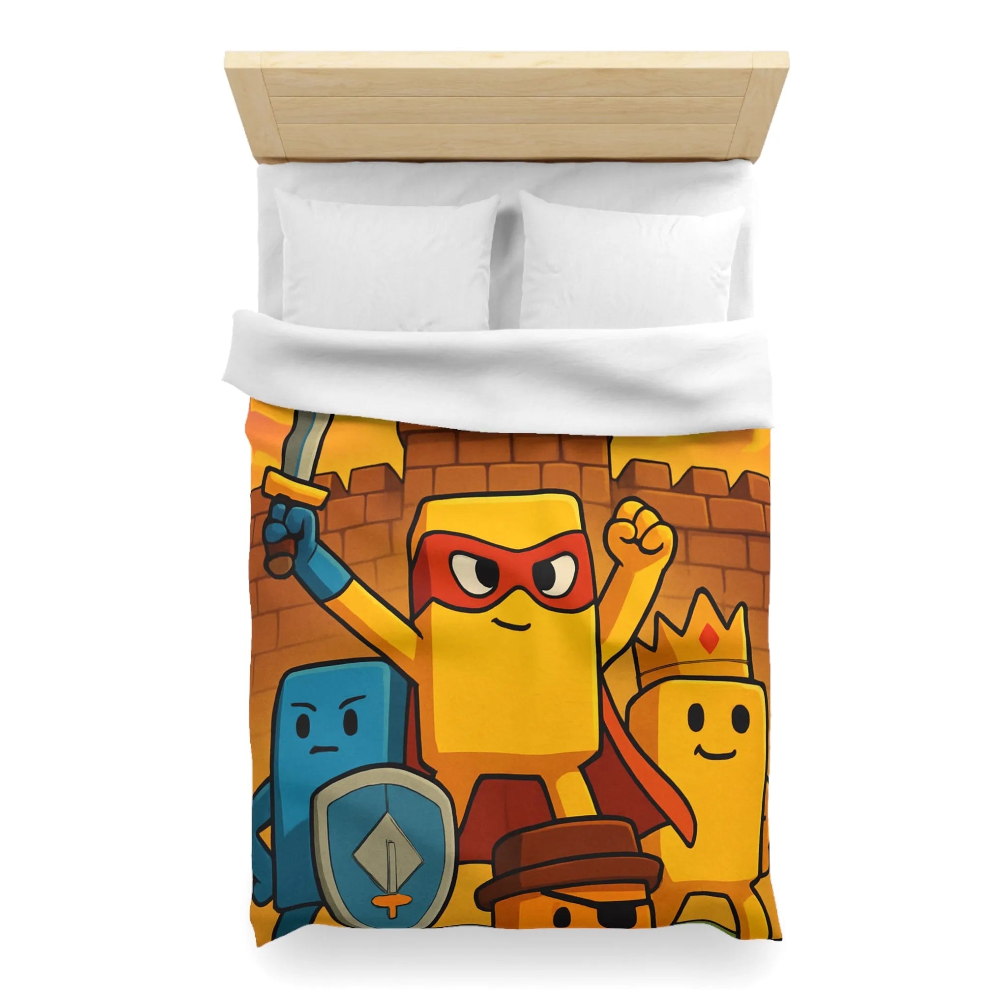 Housse de couette colorée avec personnages géométriques stylisés pour chambre d'enfant