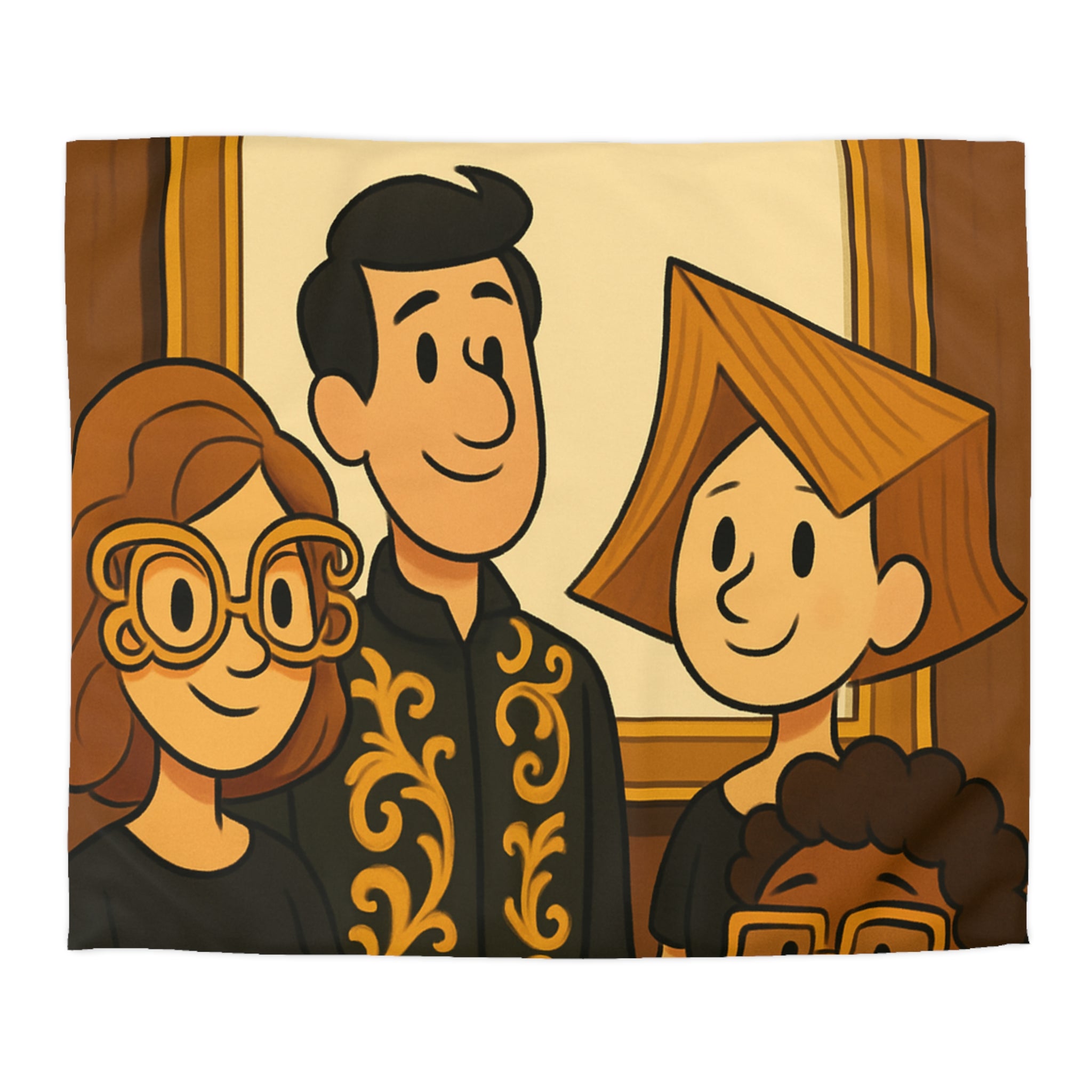 Housse de Couette Originale avec Illustration de Quatre Personnages Animés au Style Unique