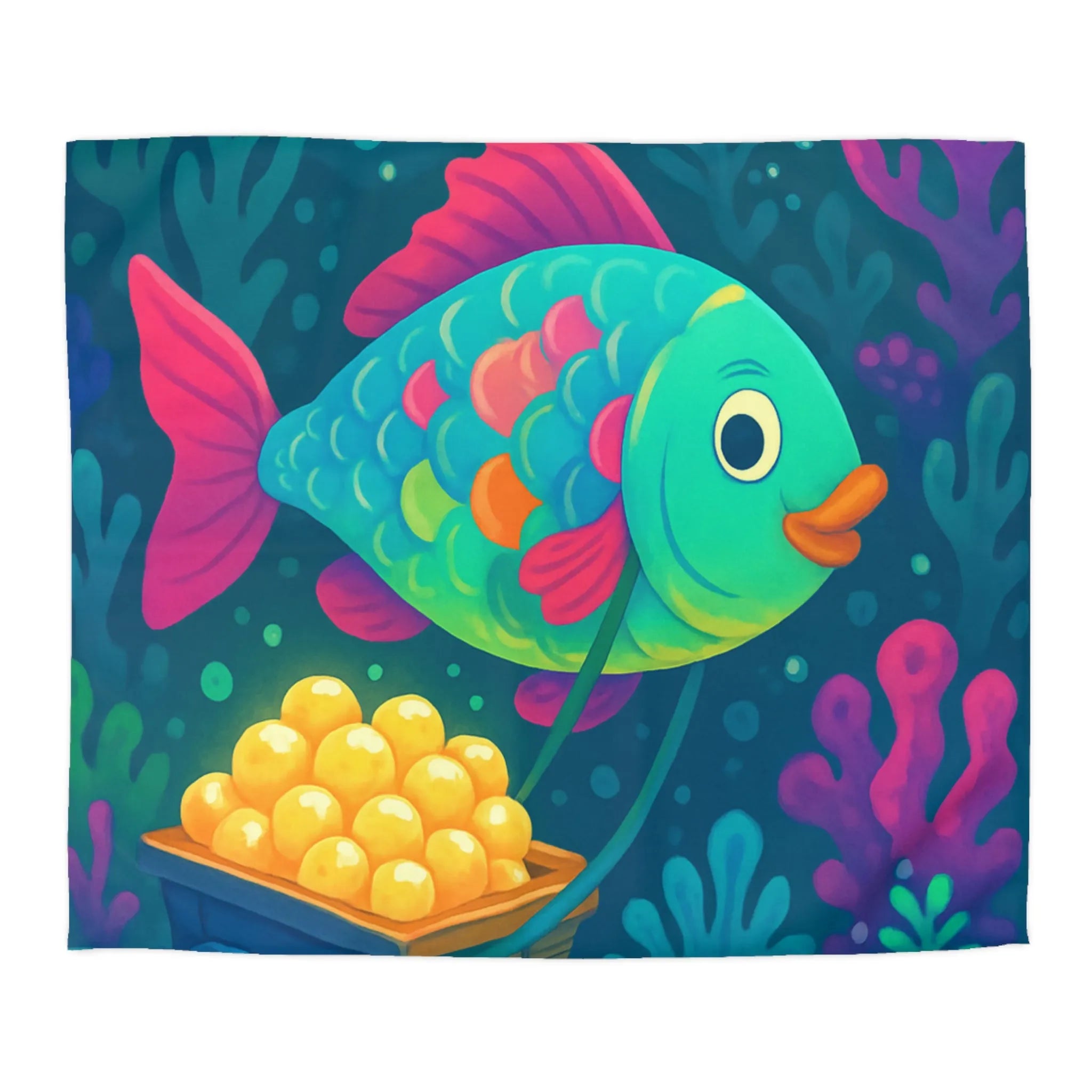 Housse de couette colorée poissons tropicaux et corail vibrant pour chambres d'enfants