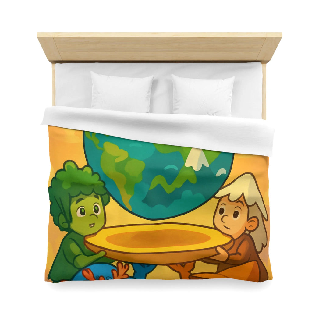 Housse de couette colorée représentant des enfants unis pour soutenir la planète Terre