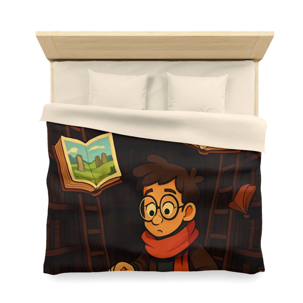 Housse de couette magique avec livres flottants et bibliothèques pour chambre enchantée