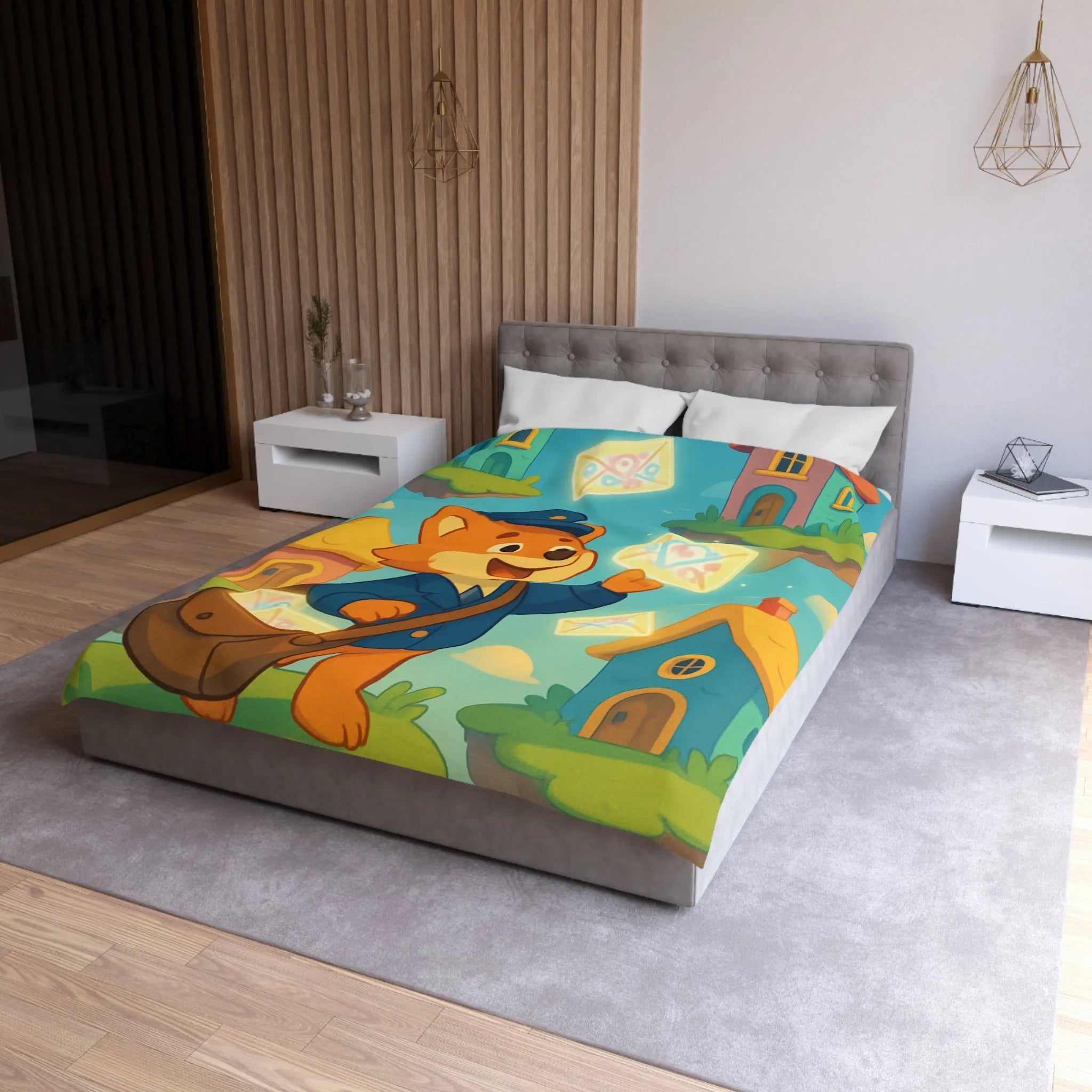 Housse de Couette Microfibre Art Graphique Contemporain Style Décoratif Chambre Tendance