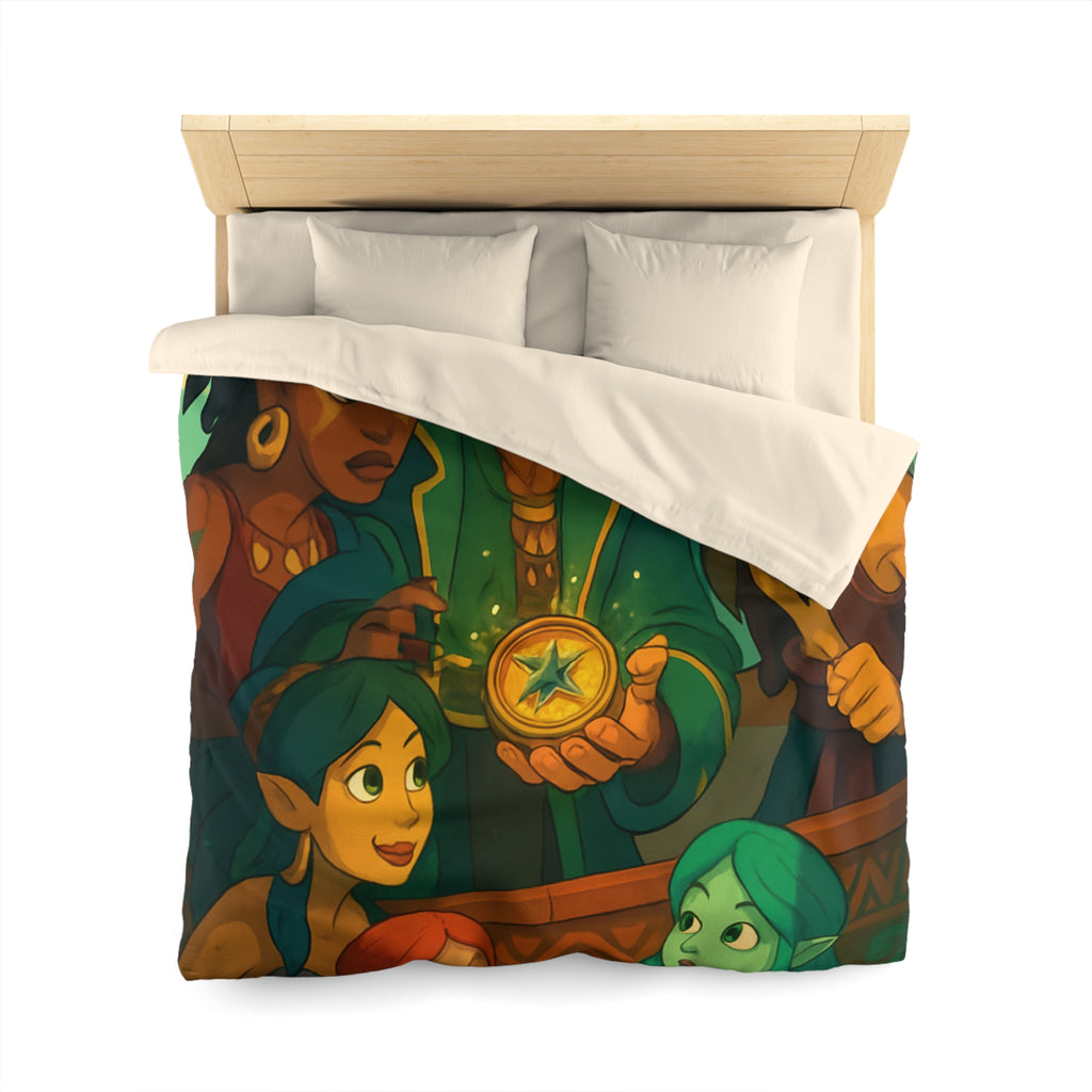 Housse de couette pirate et sirènes avec trésor sur mer émeraude et ciel