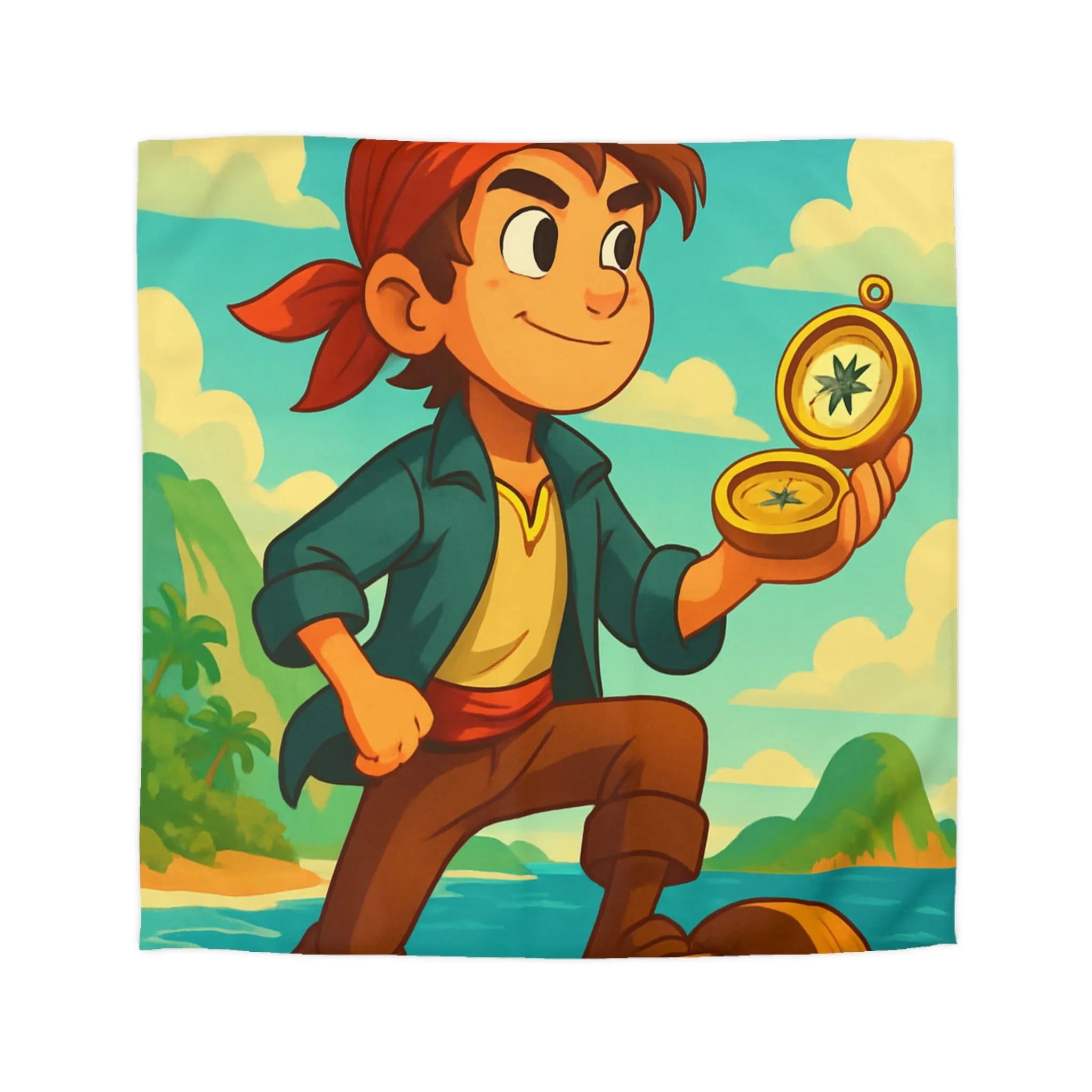 Aventurier intrépide sur un bateau avec une boussole en quête de trésors maritimes