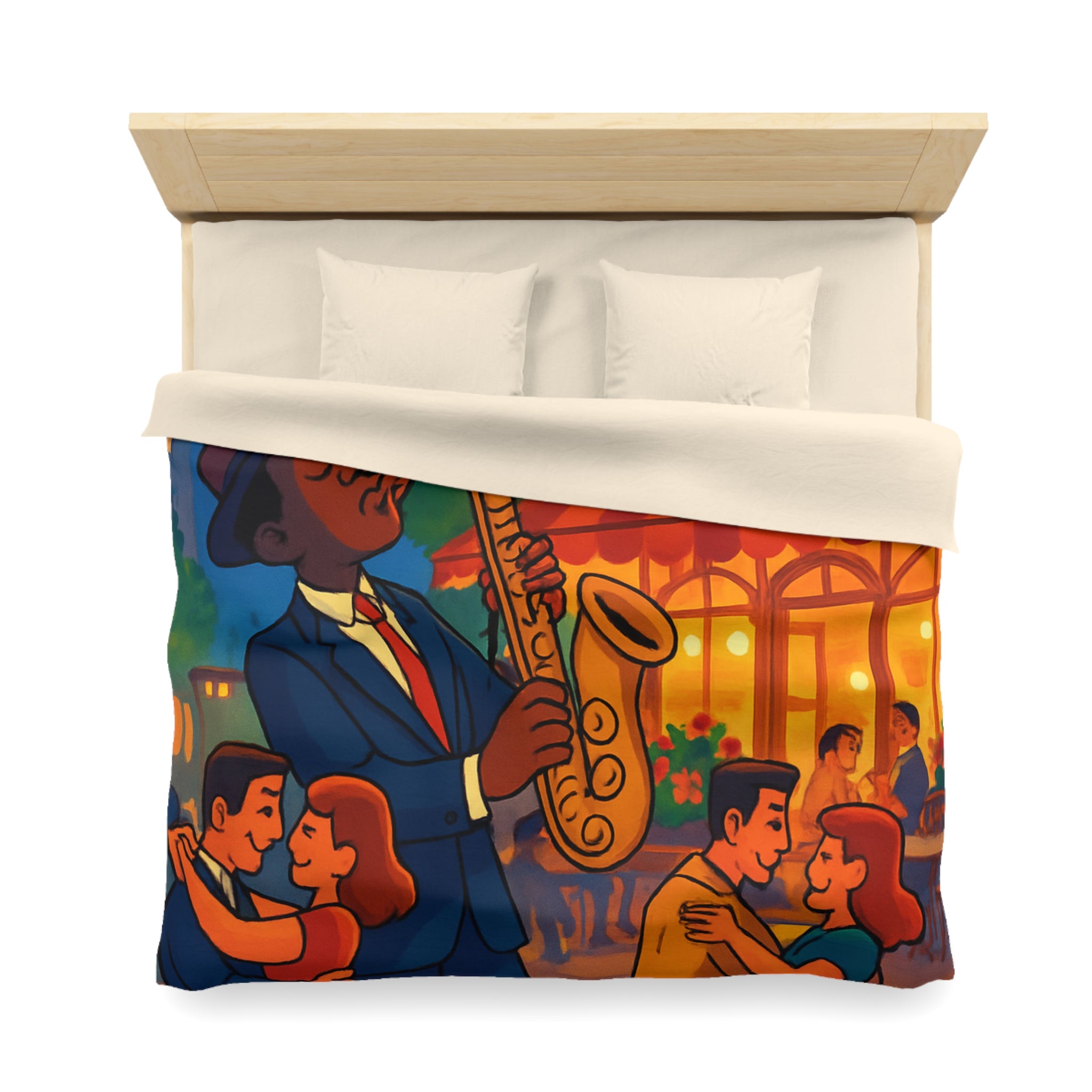 Housse de Couette Romantique Jazz Nuit avec Danseurs et Lumières Ambiance Parisienne