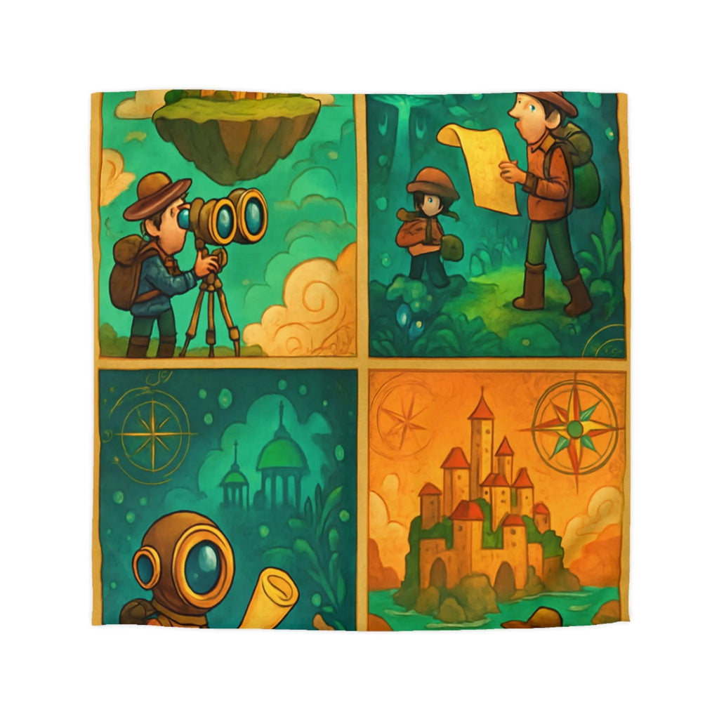 Housse de couette aventure fantastique pour chambre d'enfant avec exploration imaginaire colorée