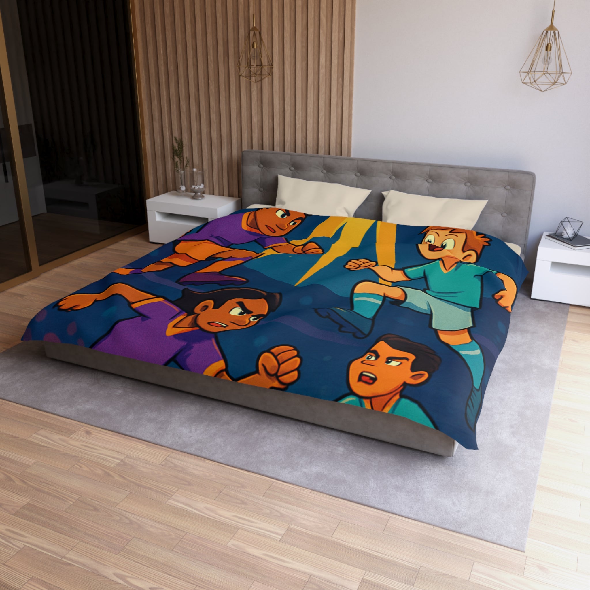 Housse de Couette Thème Football Éclatant pour les Fans de Sports Nocturnes