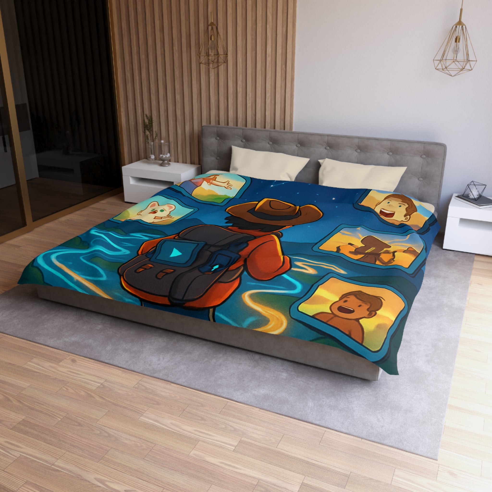 Housse de Couette Microfibre Illustration Unique Design Moderne Décoration Intérieure Raffinée