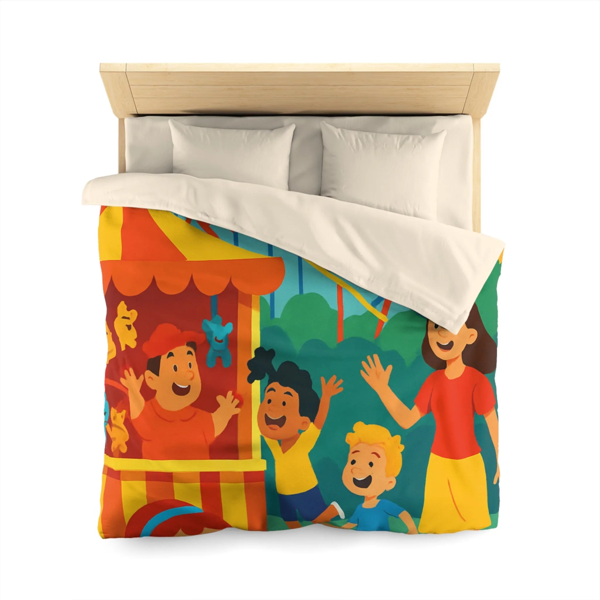 Housse de couette amusante pour enfants avec parc d'attractions coloré et joyeux