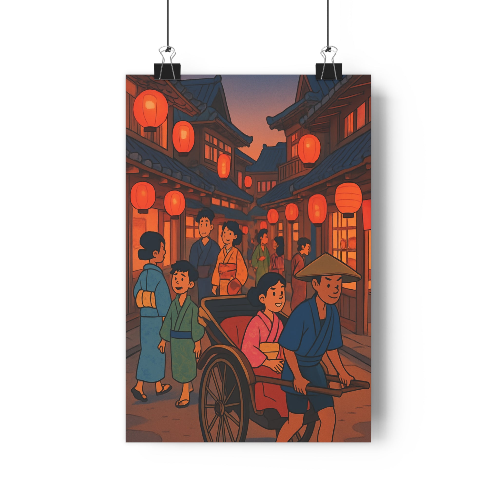 Poster décoratif animé japonais crépuscule rouge lumineux traditionnel nostalgique chaleureux salon chambre ambiance unique