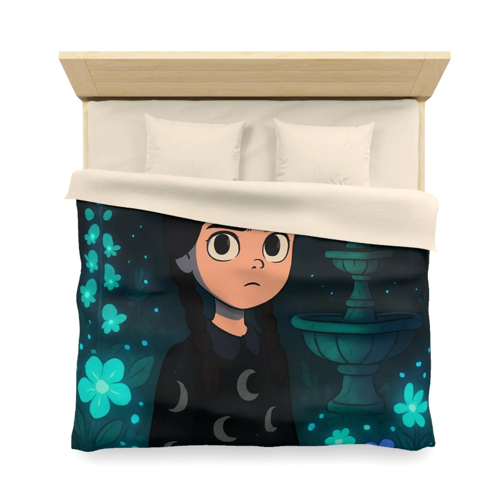 Housse de Couette Enfantine avec Motif Lune et Fleurs naturellement Nocture