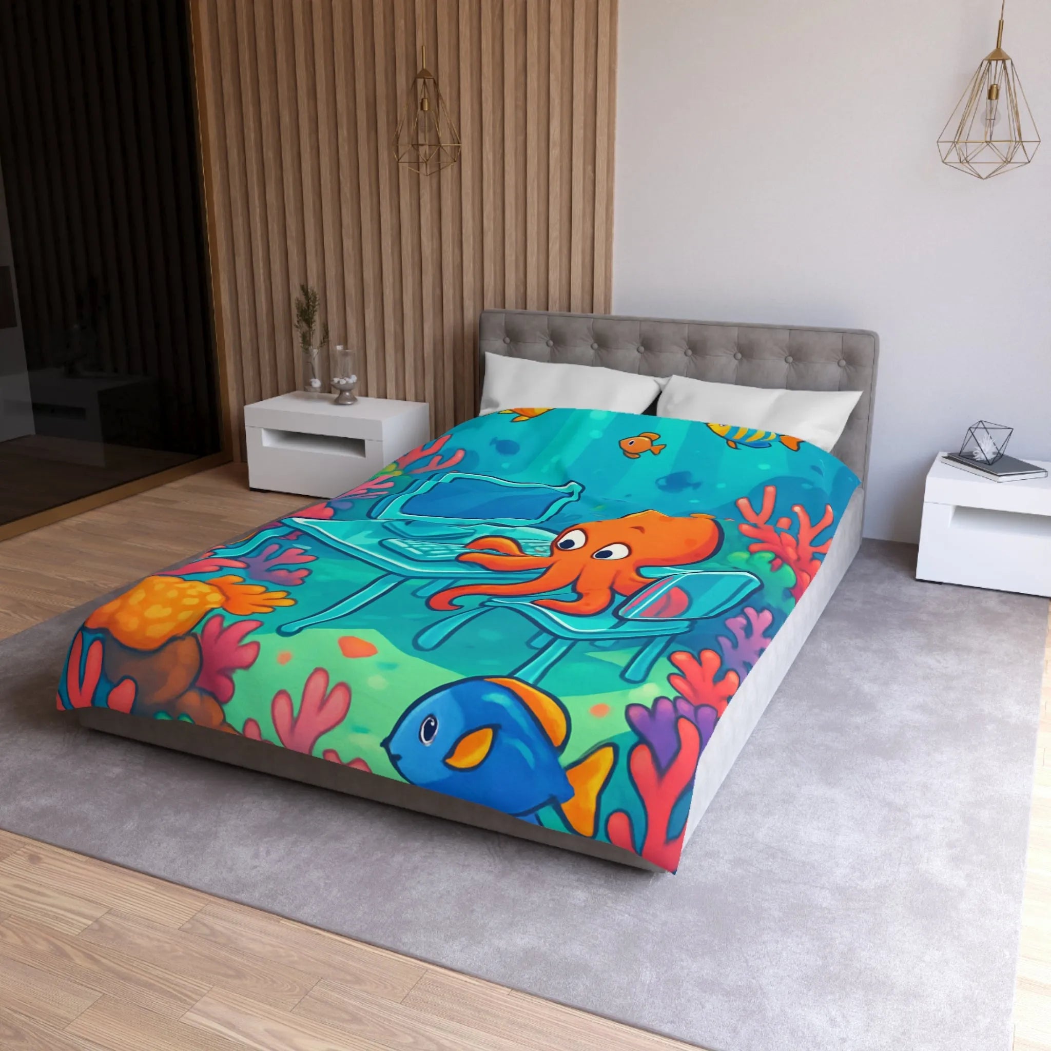 Housse de Couette Microfibre Art Graphique Contemporain Style Décoratif Chambre Tendance