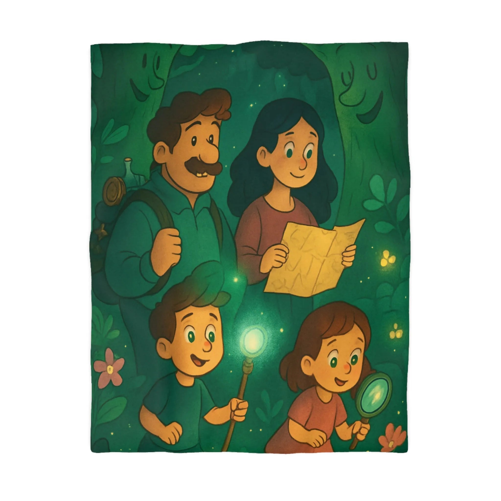 Enchantez-vous sous cette housse de couette d'aventure familiale lumineuse et mystique