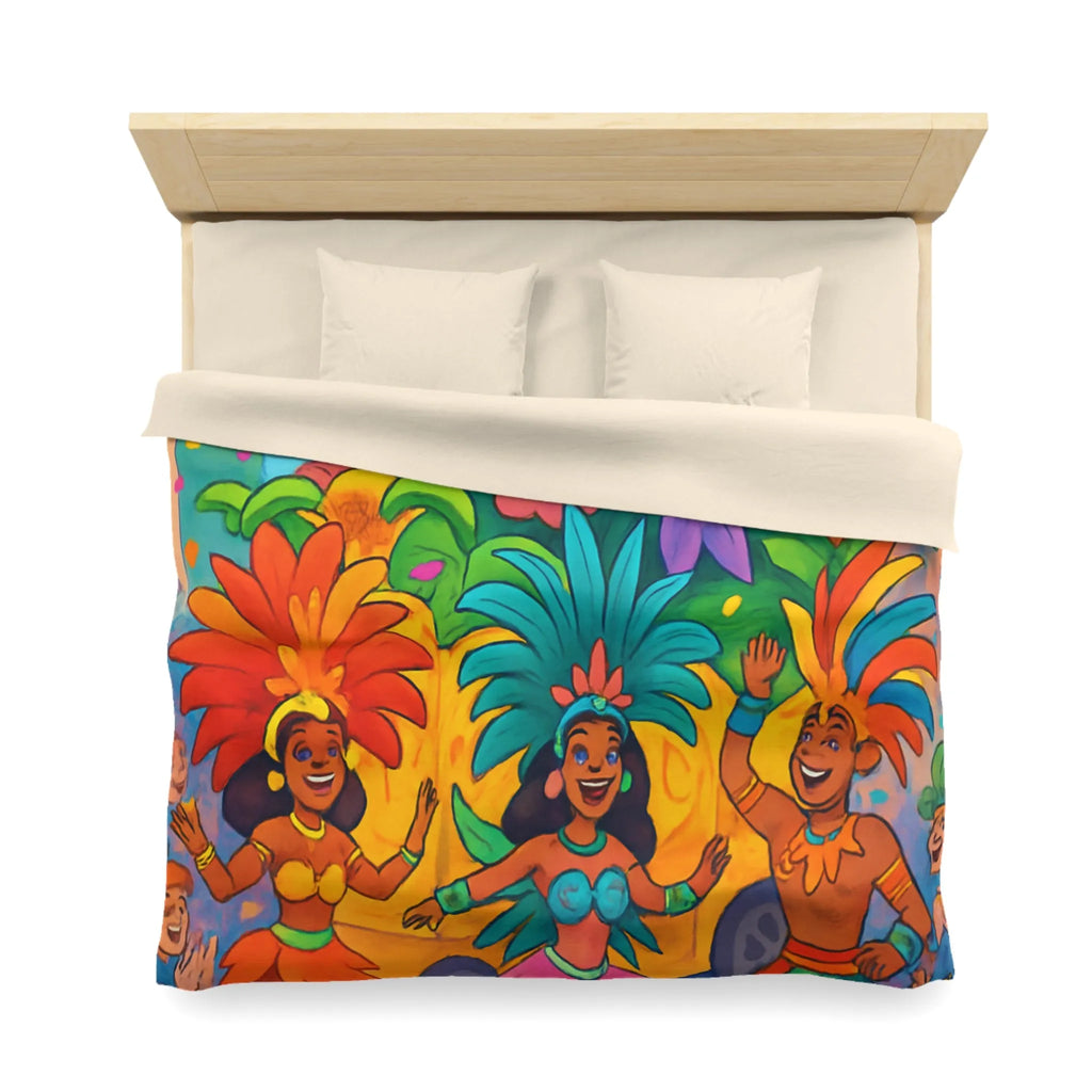 Housse de couette colorée avec danseurs et fleurs inspirée d'un carnaval tropical festif