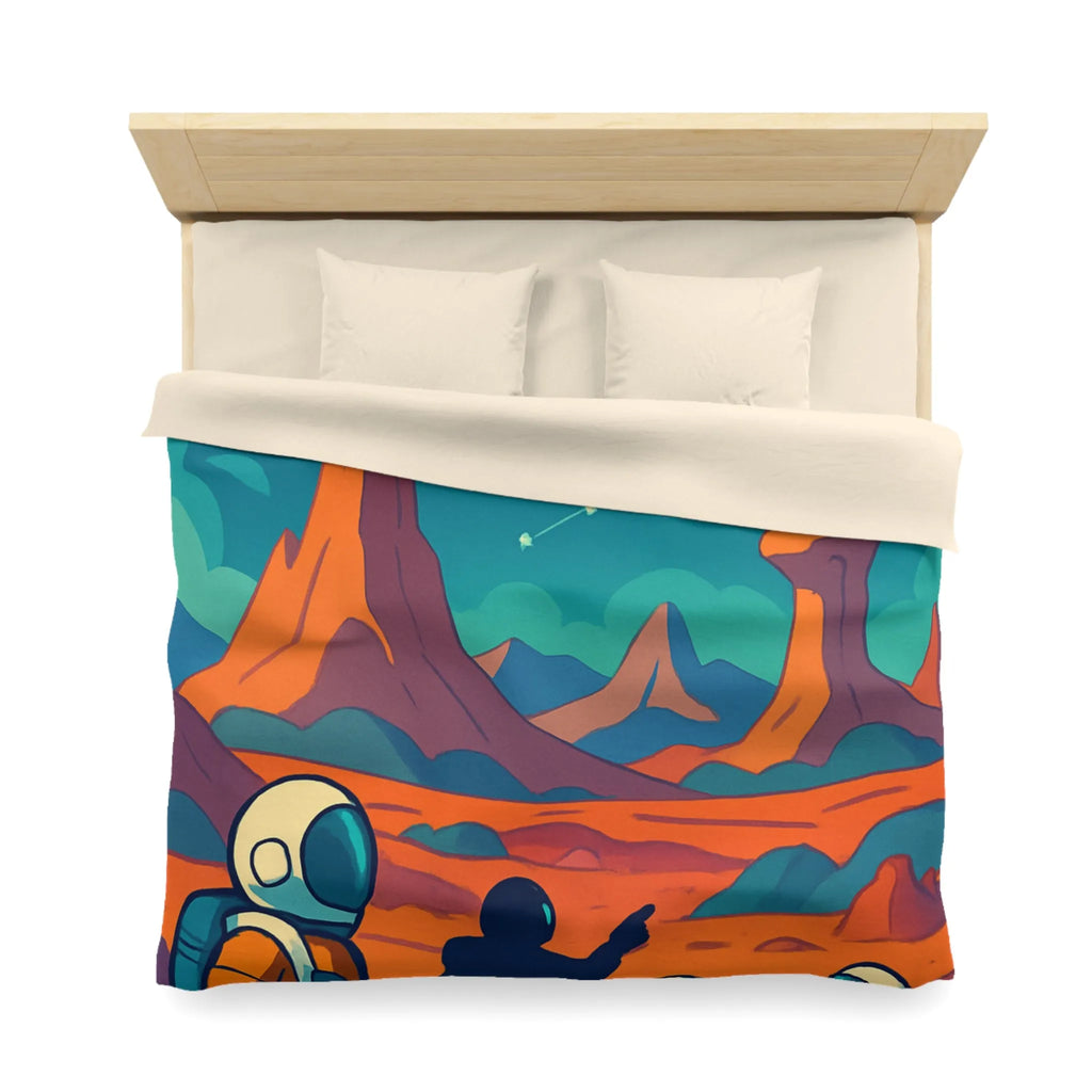 Exploration spatiale colorée : Astronautes sous la lune et constellations étoilées