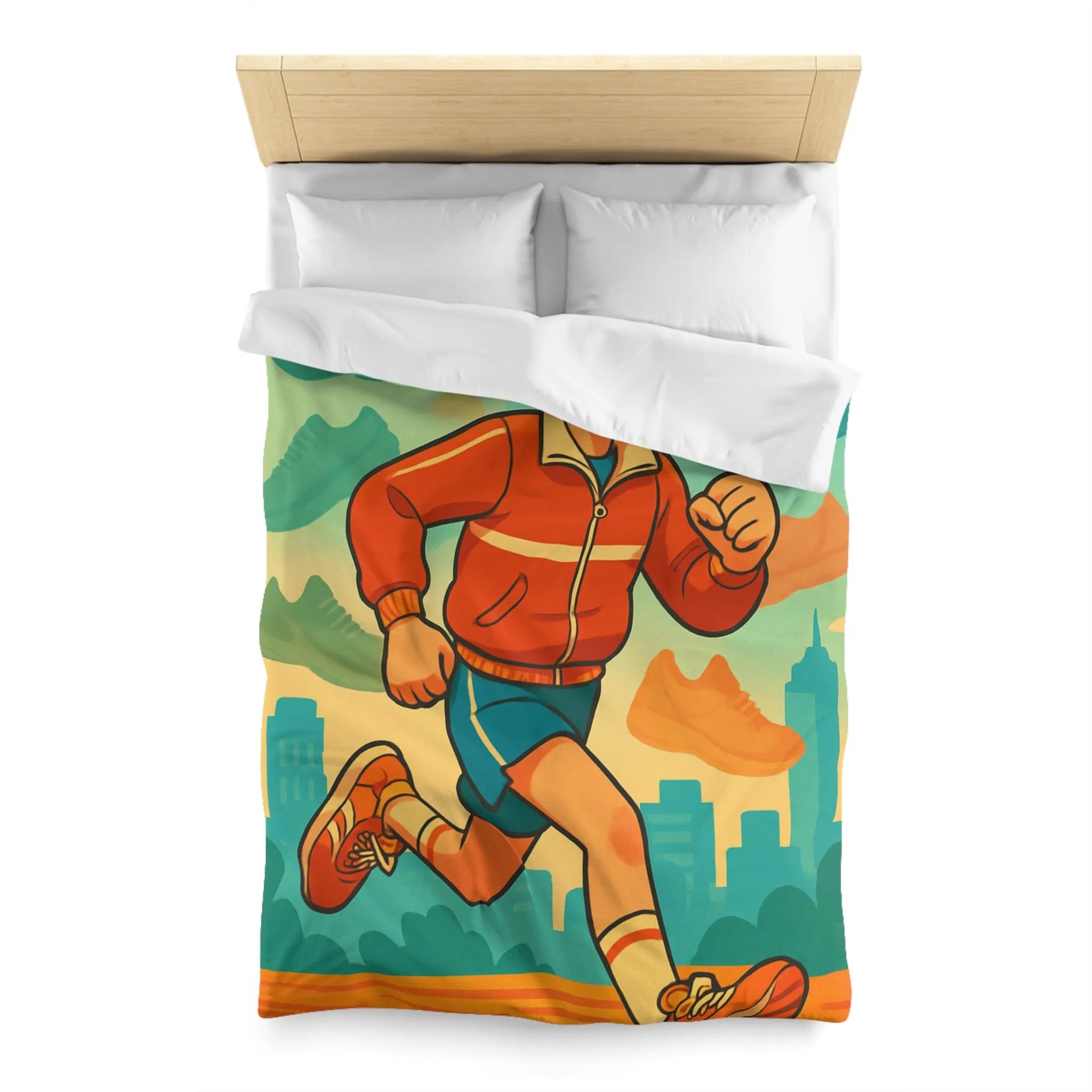 Housse de couette dynamique pour enfant avec athlète et nuancé de chaussures colorées