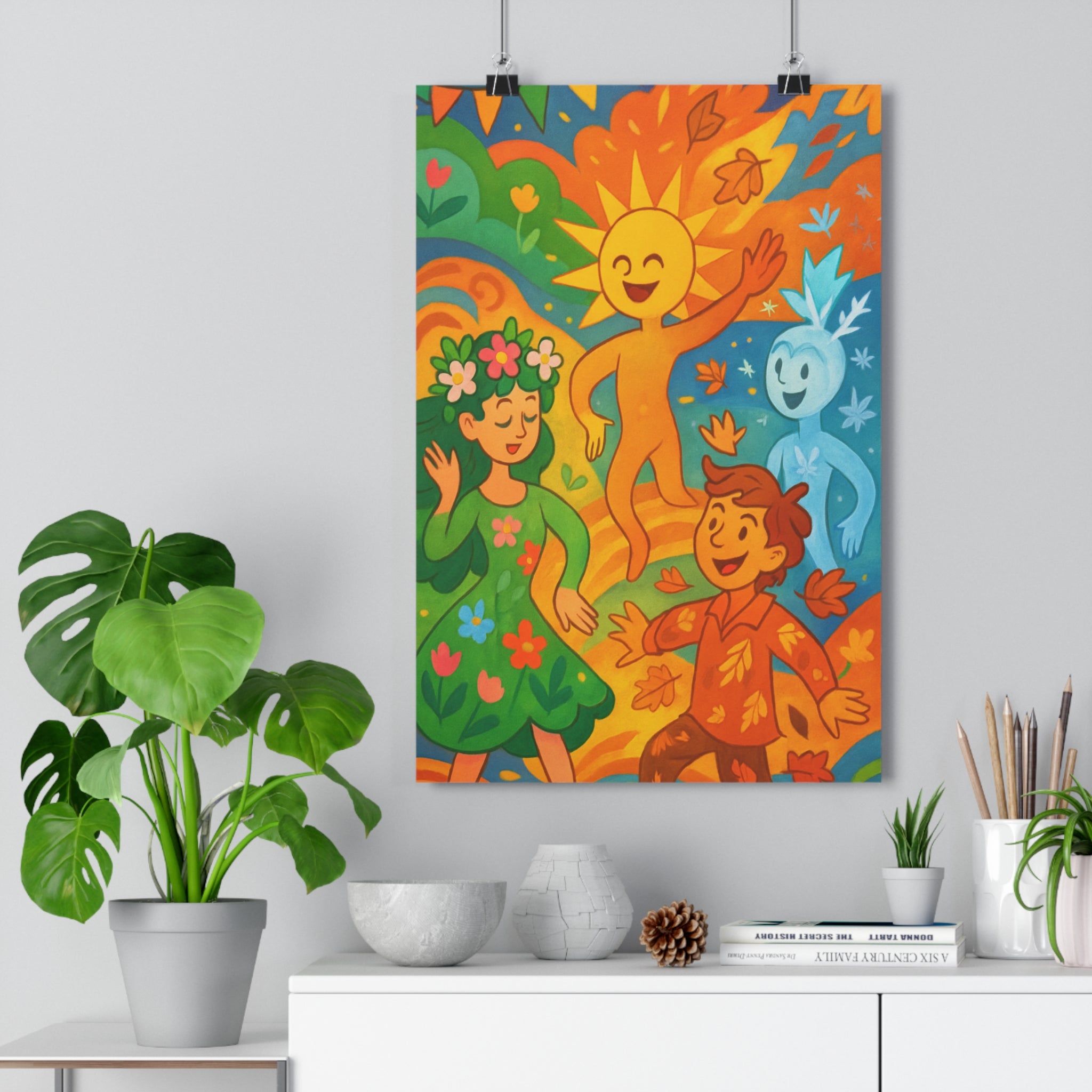 Poster décoratif joyeux saison couleurs vives moderne salon chambre intérieur format 30x dynamique ambiance