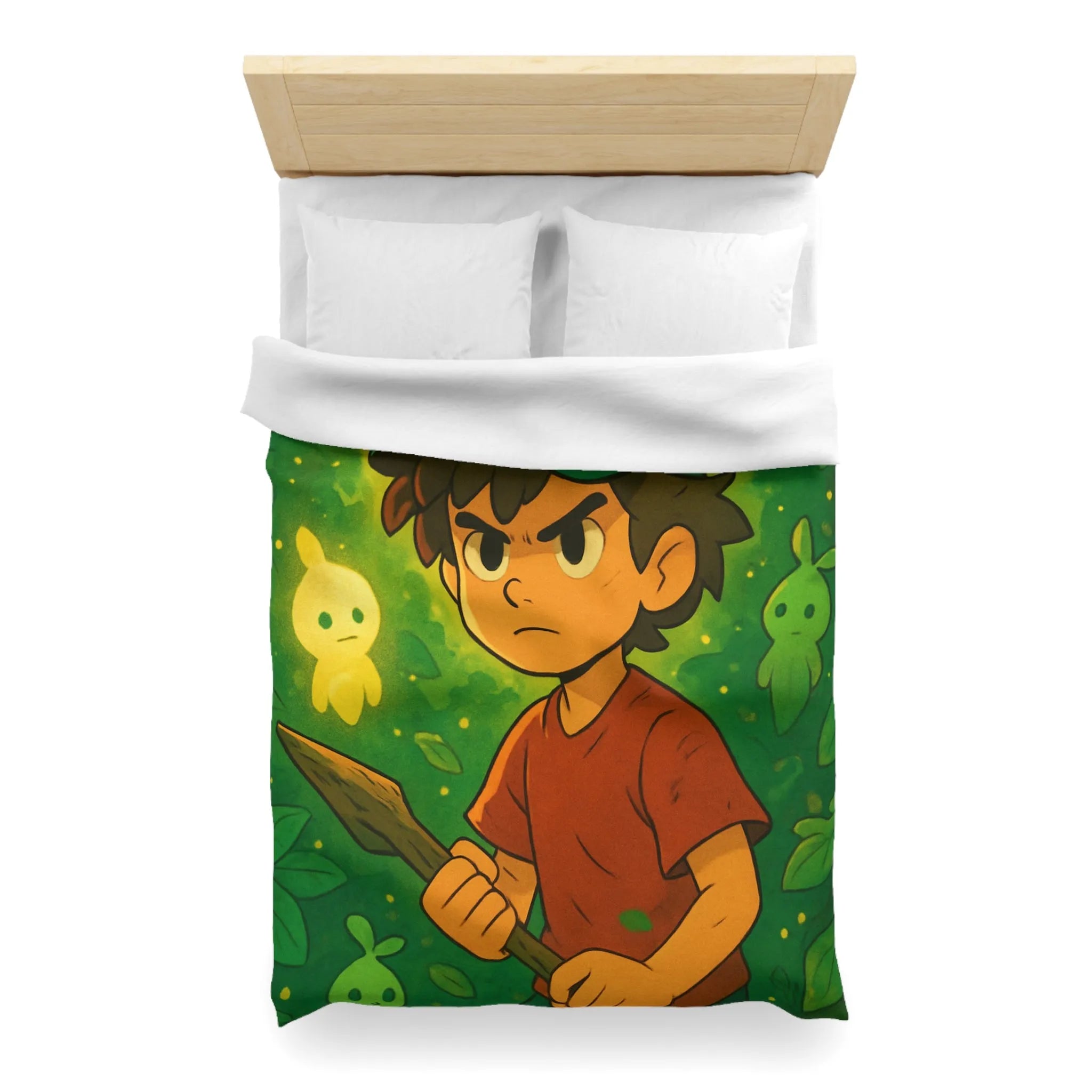 Housse de Couette Forêt Enchantée Enfant avec Créatures Lumineuses et Thème Aventure