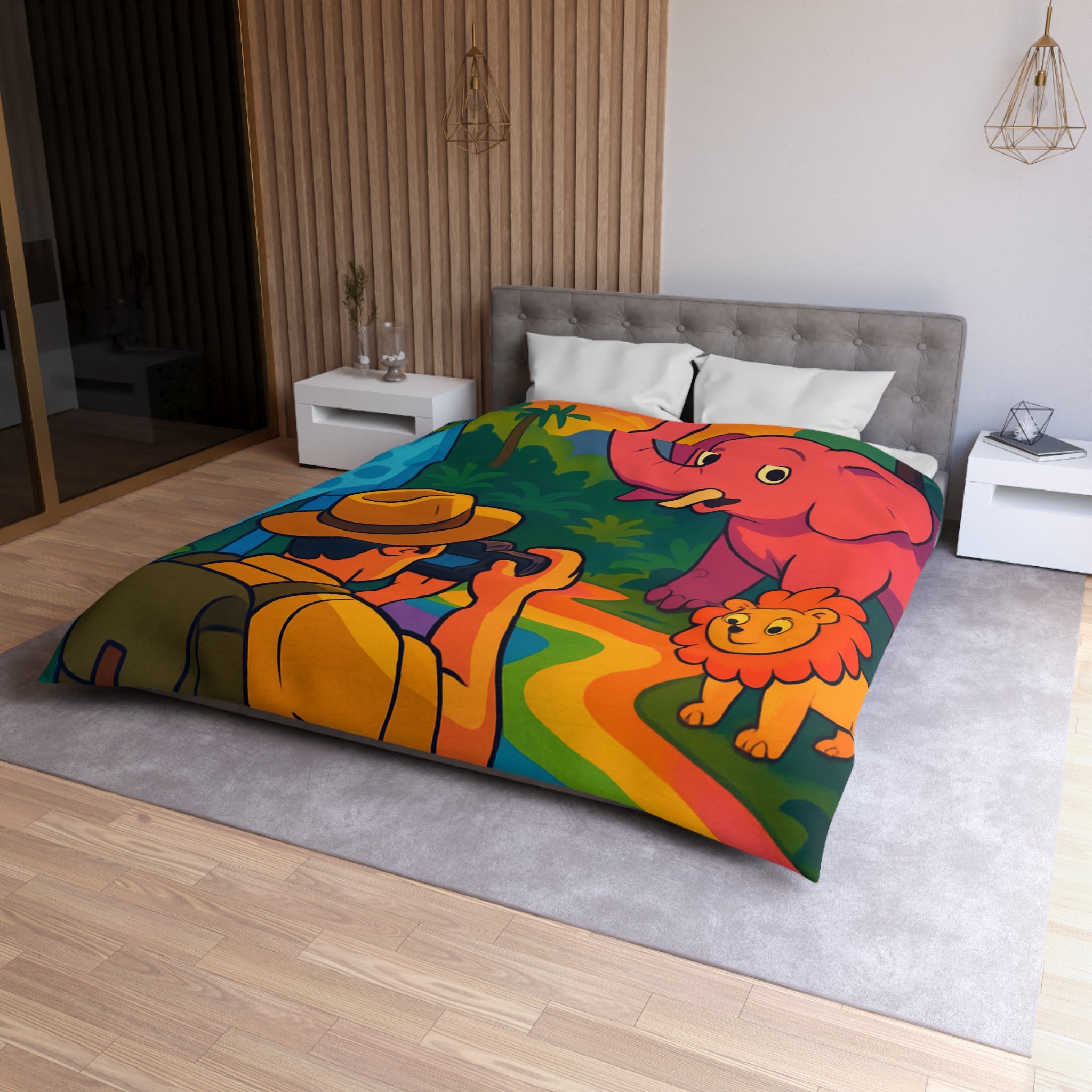 Housse de Couette Microfibre Illustration Unique Design Moderne Décoration Intérieure Raffinée