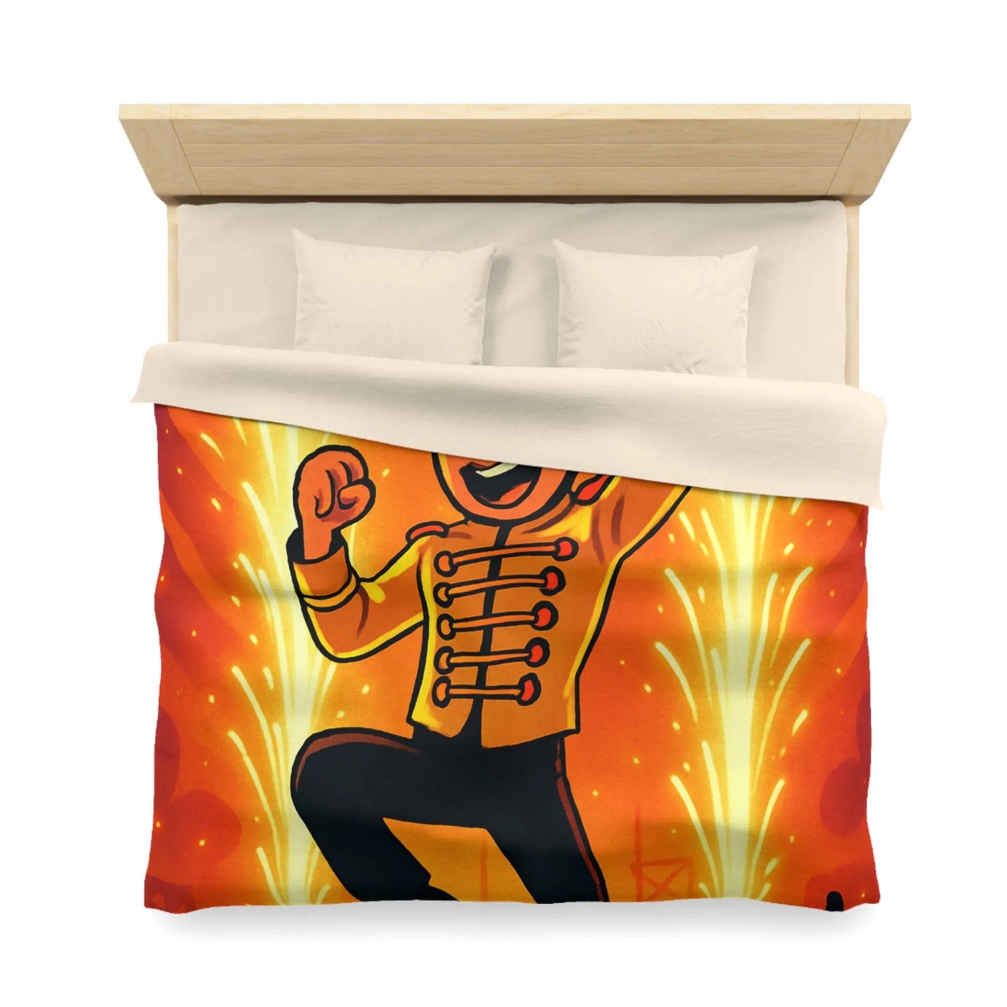 Housse de couette colorée avec personnage joyeux dans un spectacle éclatant et vibrant
