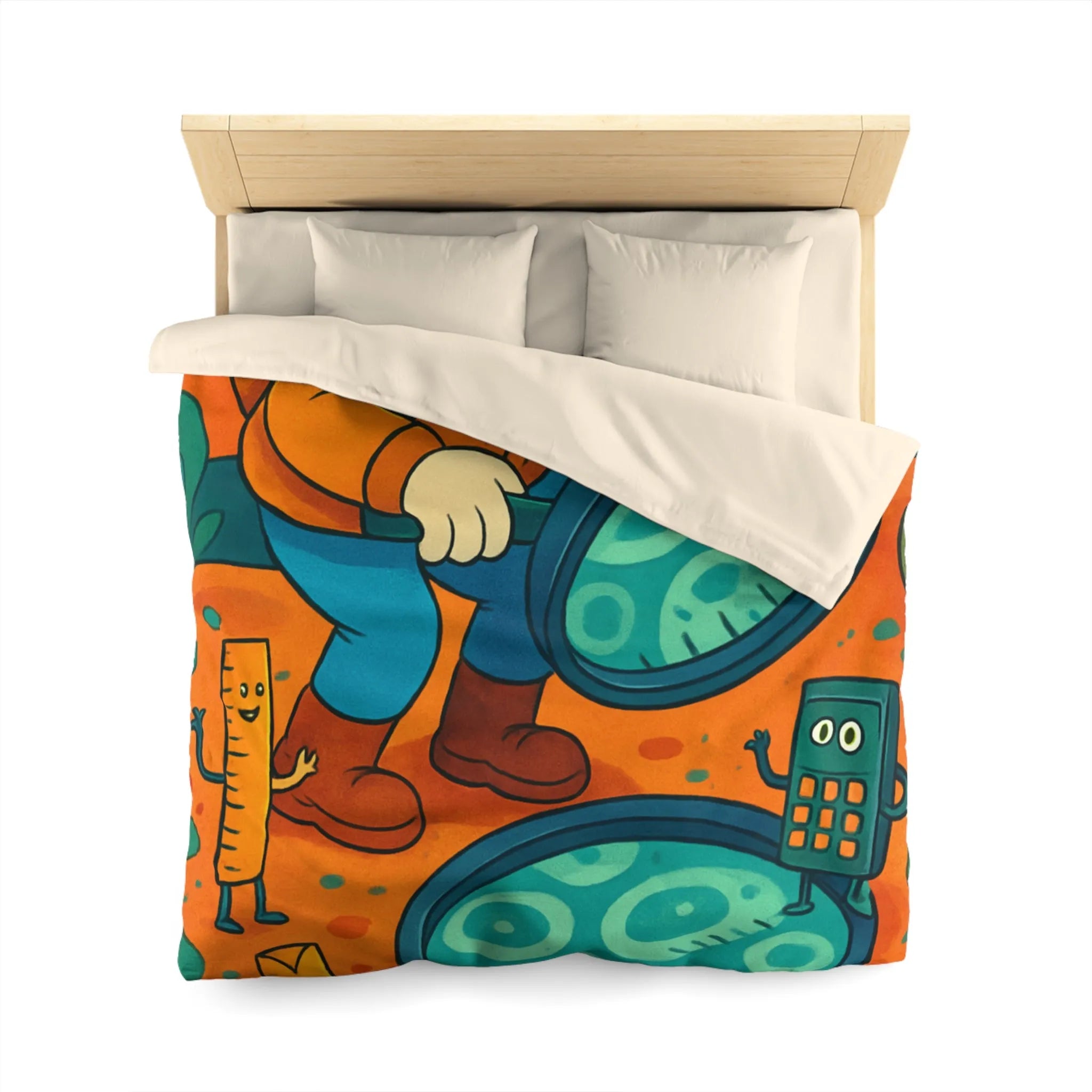 Explorez une Housse de Couette Fantaisie, Aventure Visuelle pour Enfants avec Loupe et Calculateur