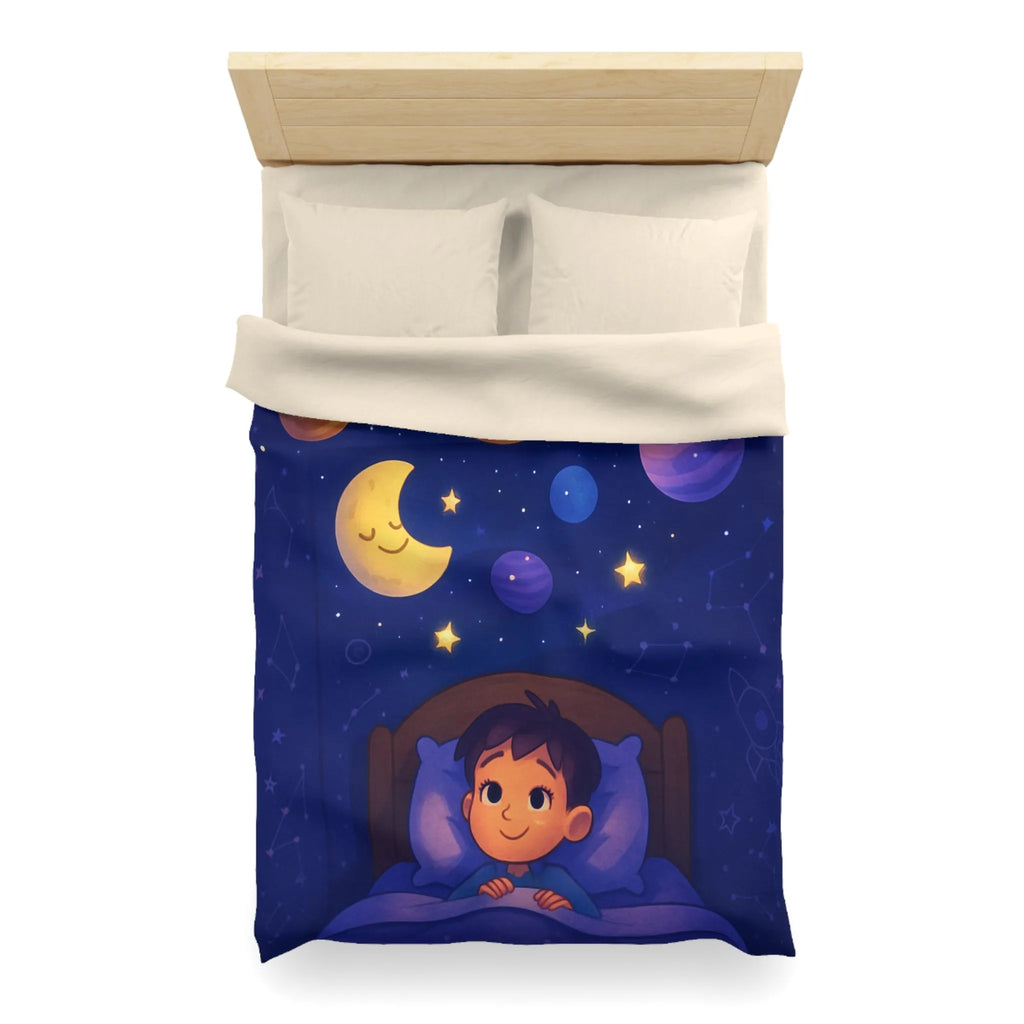 Housse de couette enfantine avec système solaire et ciel étoilé apaisant pour rêver