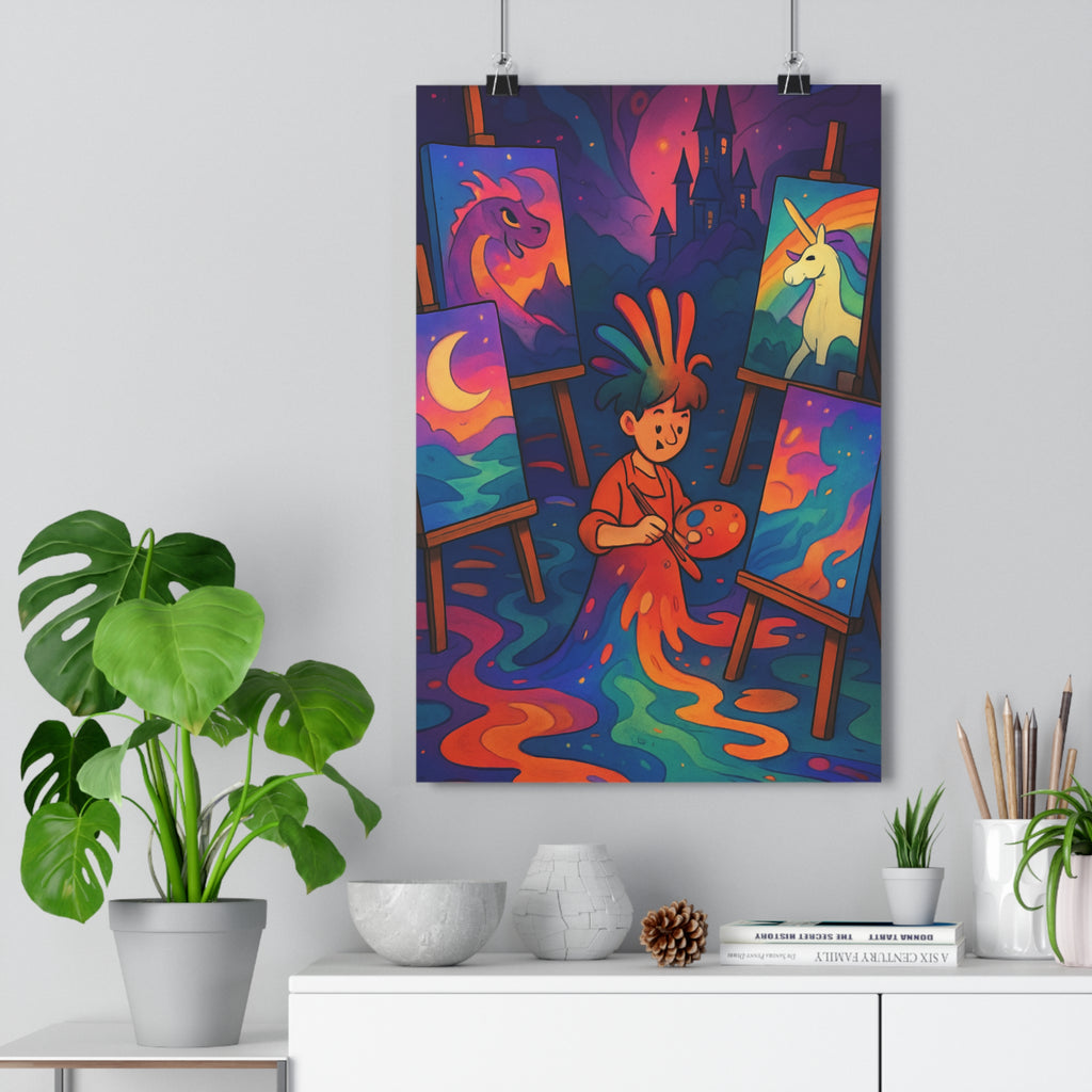 Poster décoratif cartoon magique multicolore féerique chambre créatif artistique vibrant unique ambiance 30x46 cm