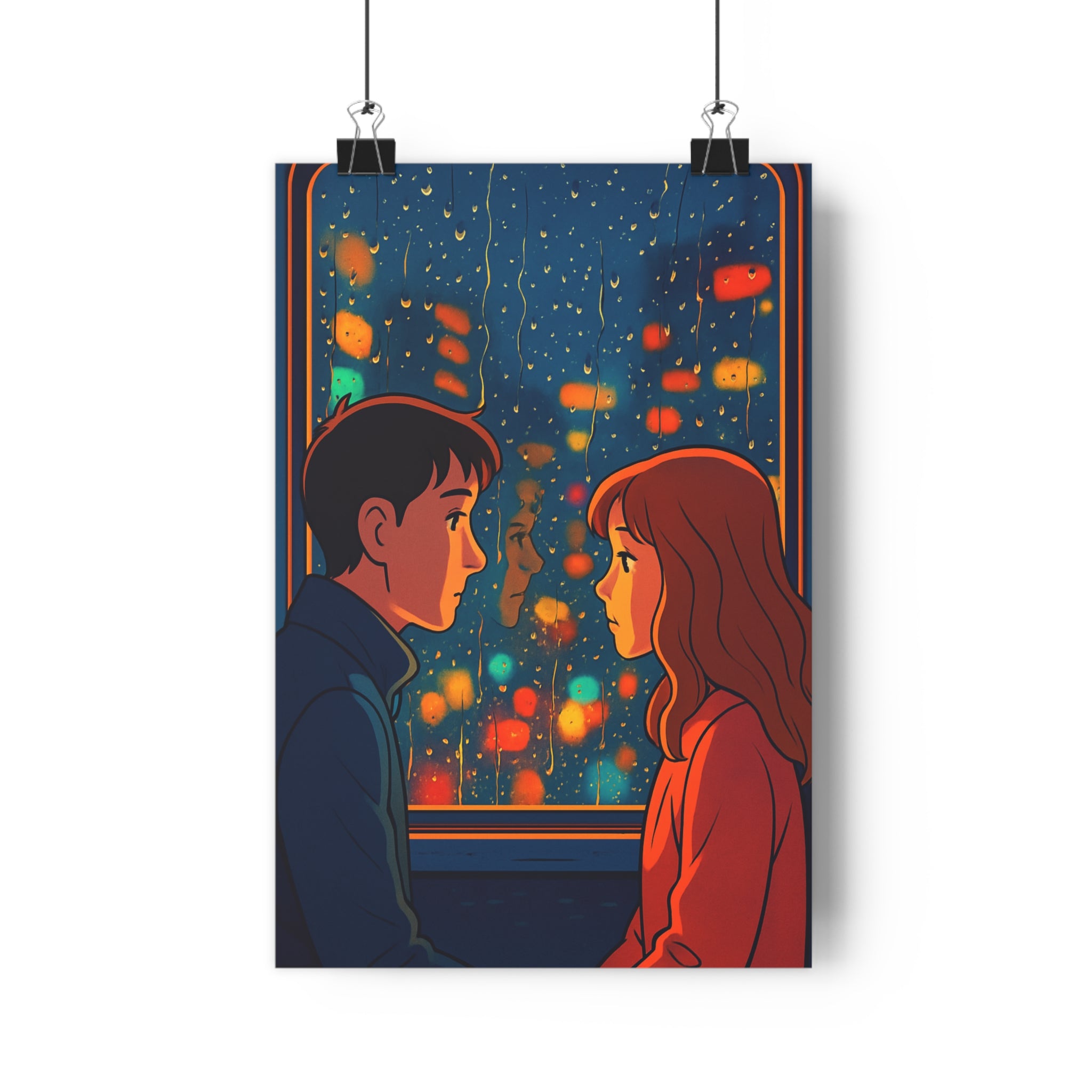 Poster décoratif bleu violet mystique artistique animé salon chambre intime atmosphère design élégant émotion