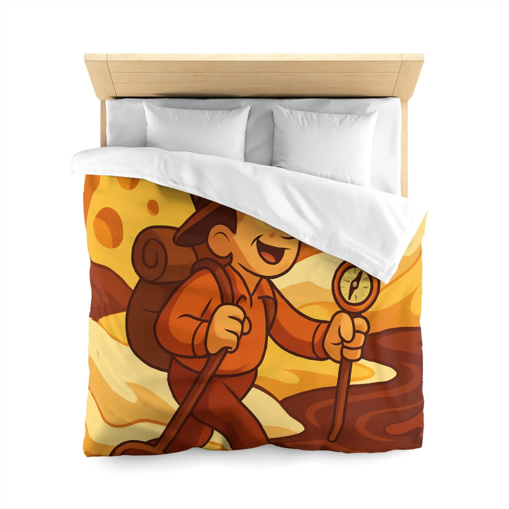 Housse De Couette Aventure Rétro Souvenirs Chocolat Montagne Désert Dunes Jaunes Illustration