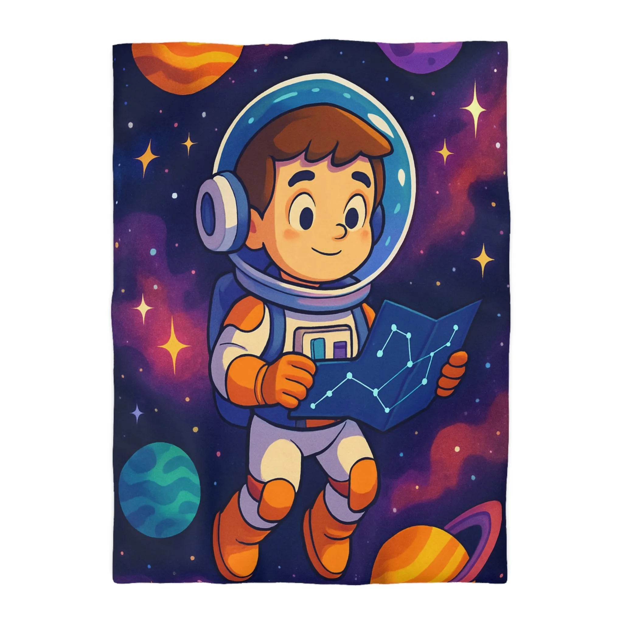 Explorez l'Espace avec un Jeune Astronaute et Planètes Colorées sur Votre Linge